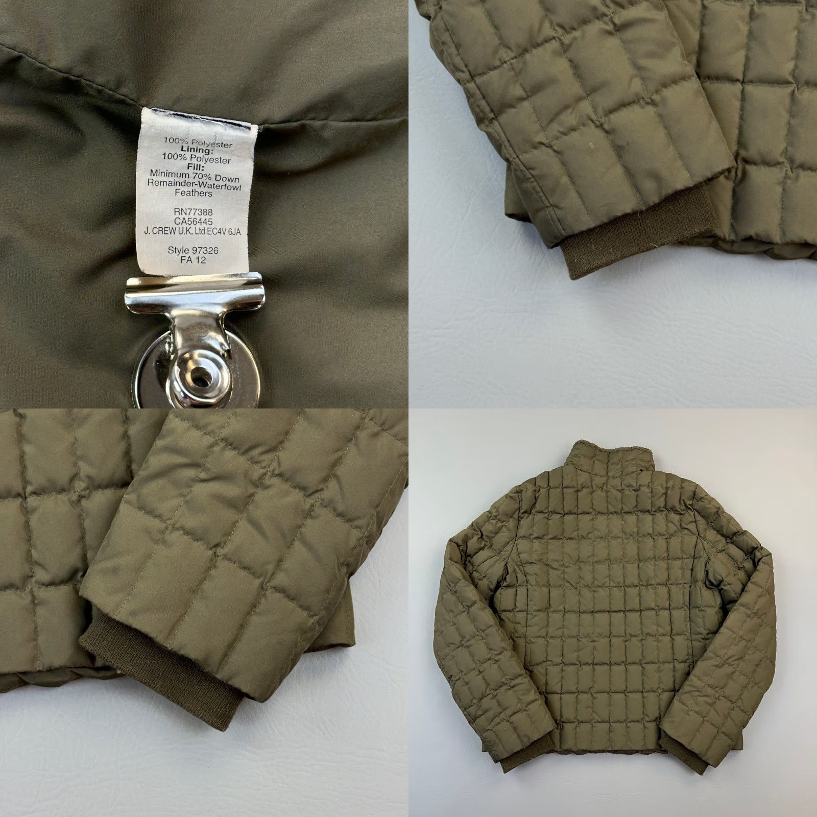 J.Crew J.CREW Jacket Women's Small Olive Green Goose Down Quilted Puffer Outdoor Casual (Vintage: No) Size S / US 4 / IT 40 - 8 Thumbnail