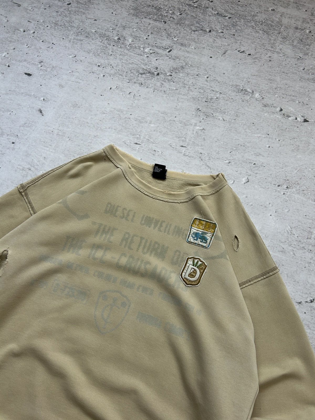 Diesel × Vintage 💥Vintage Diesel Ripped Distressed Oversized Baggy Sweatshirt Size US L / EU 52-54 / 3 - 7 Thumbnail