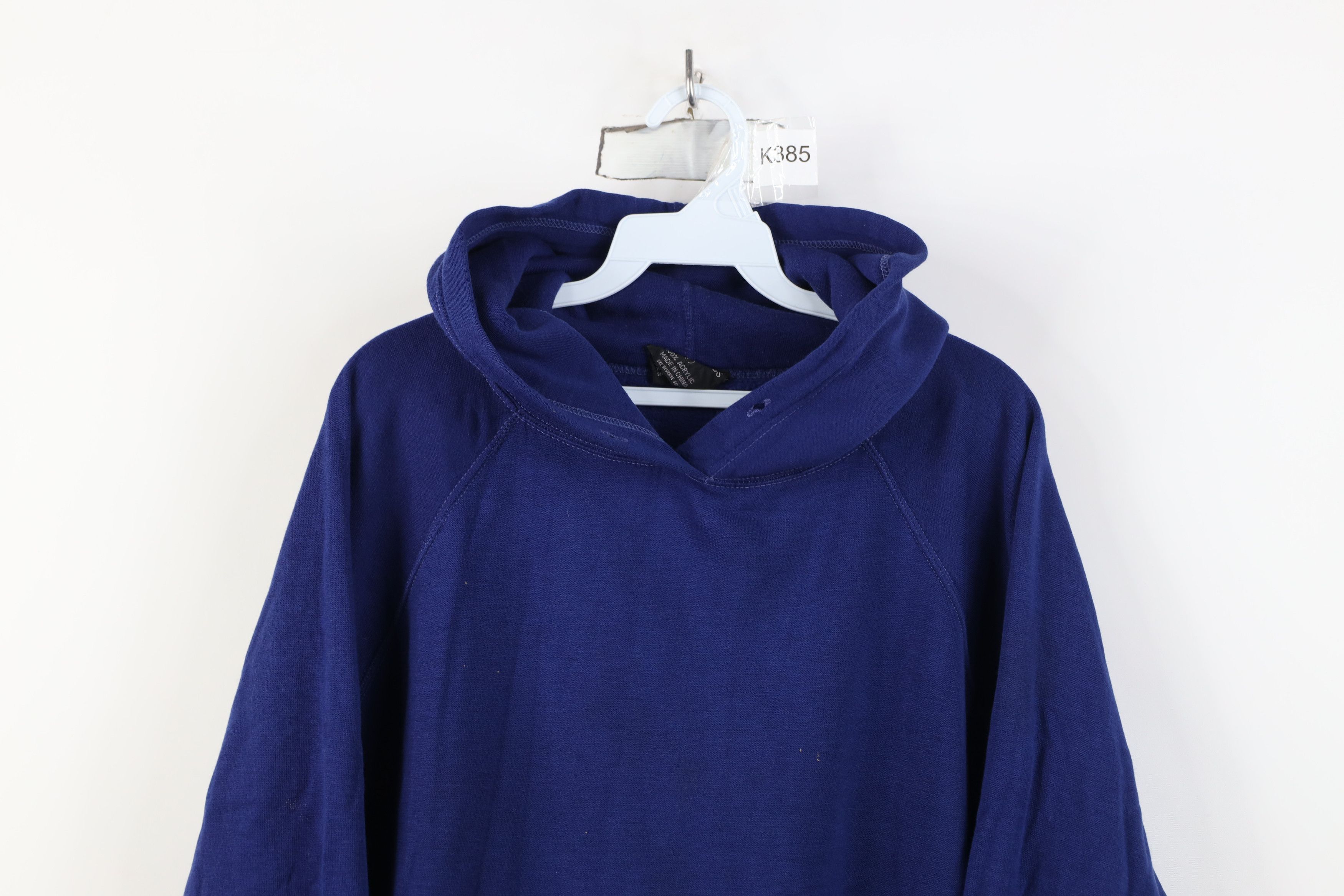 Vintage Vintage 70s 80s Streetwear Blank Hoodie Sweatshirt Blue Size US L / EU 52-54 / 3 - 2 Thumbnail
