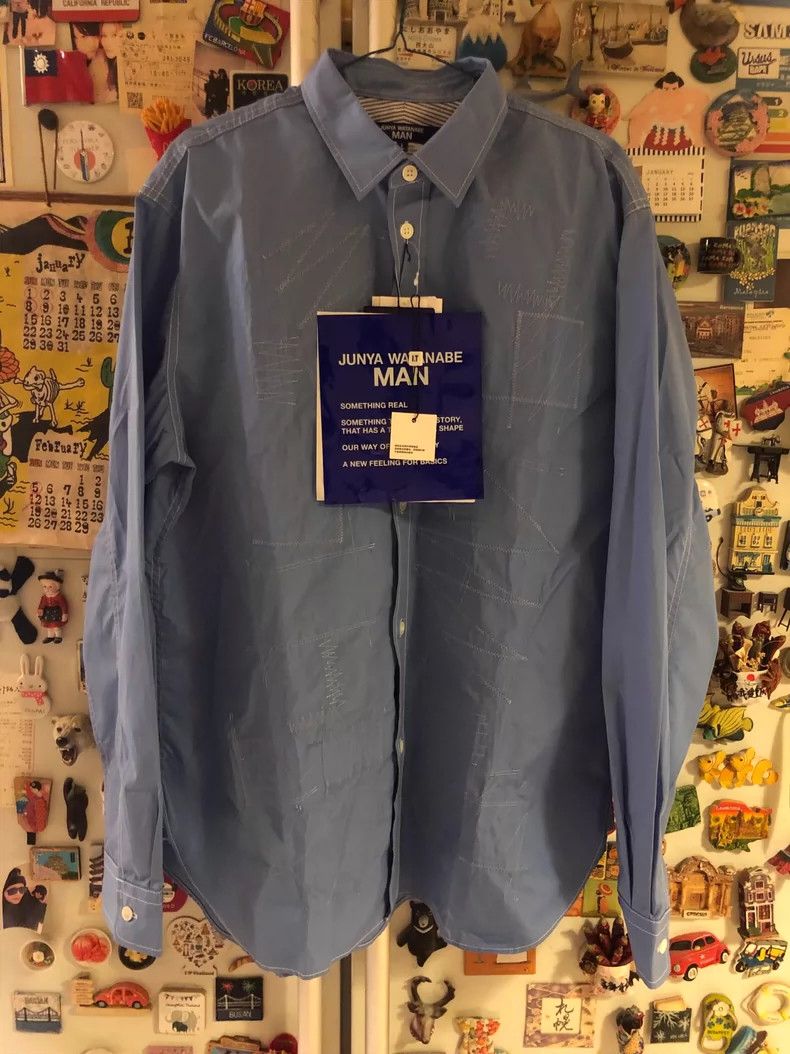 Junya Watanabe Junya Watanabe Man Blue Long Sleeve Shirt - dmc Size US L / EU 52-54 / 3 - 1 Thumbnail