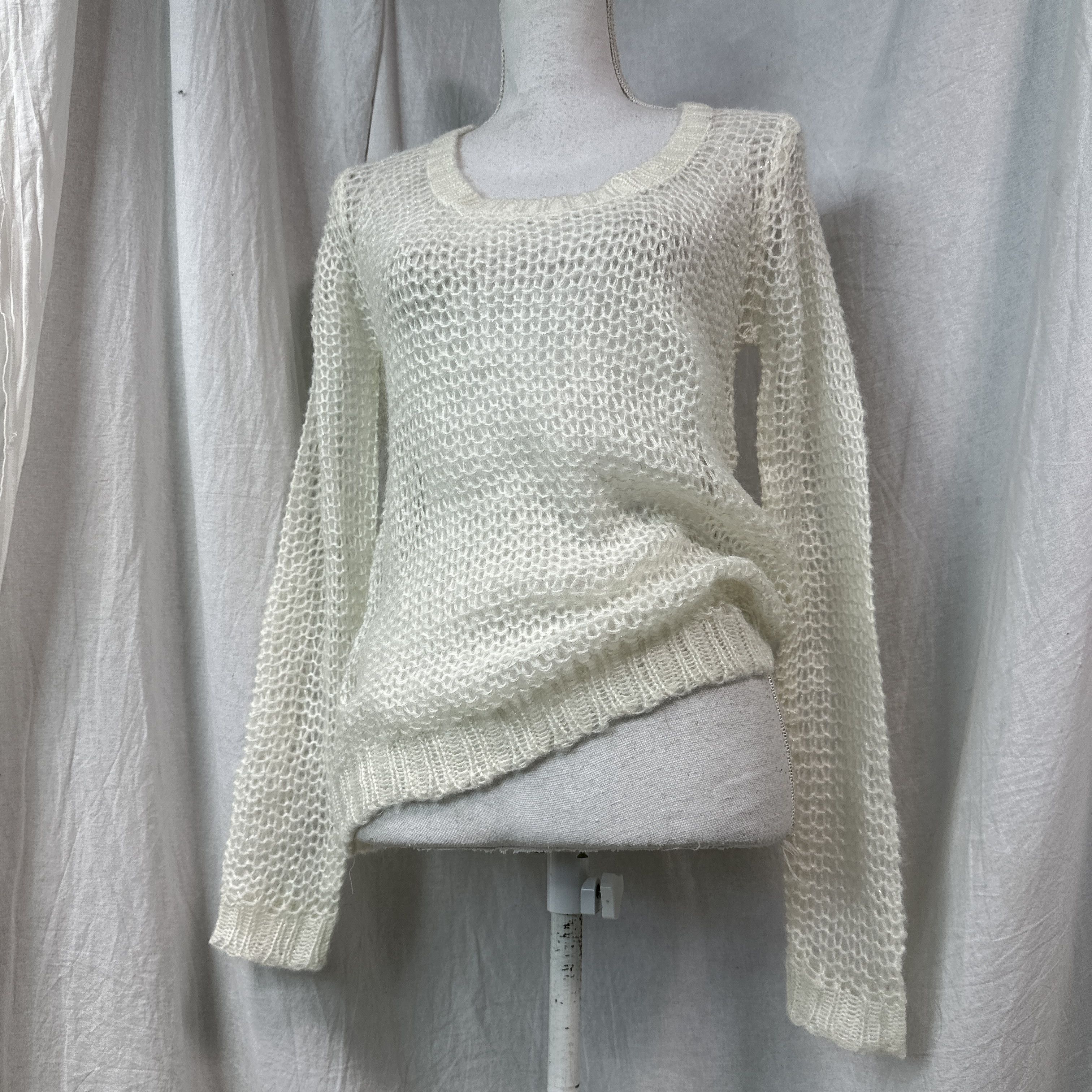 Vintage Vintage Avant Garde Crochet Openwork Sweater Y2K Size M / US 6-8 / IT 42-44 - 6 Thumbnail