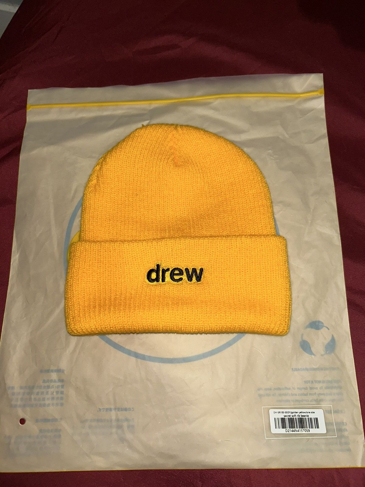 Drew House Drew House super soft rib beanie yellow Size ONE SIZE - 1 Thumbnail