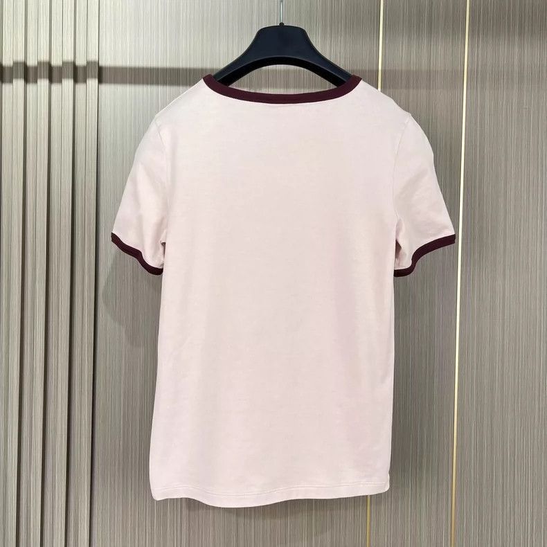 Celine Celine Pink Velvet Letter Short Sleeve TShirt Size XS / US 0-2 / IT 36-38 - 2 Thumbnail