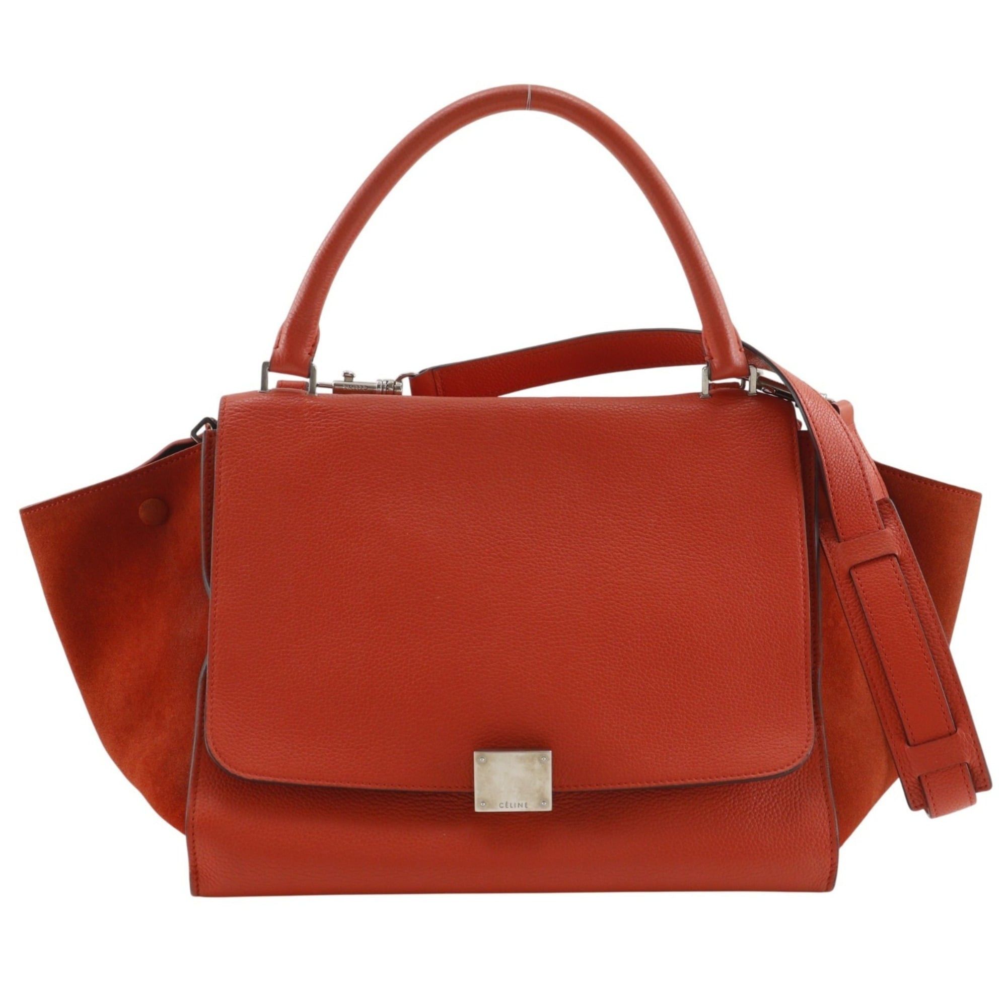 Celine Celine Trapeze Medium Handbag 2-Way Shoulder Bag S-SN-0112 Leather Orange 2-way A5 Flap Women's Size ONE SIZE - 1 Thumbnail