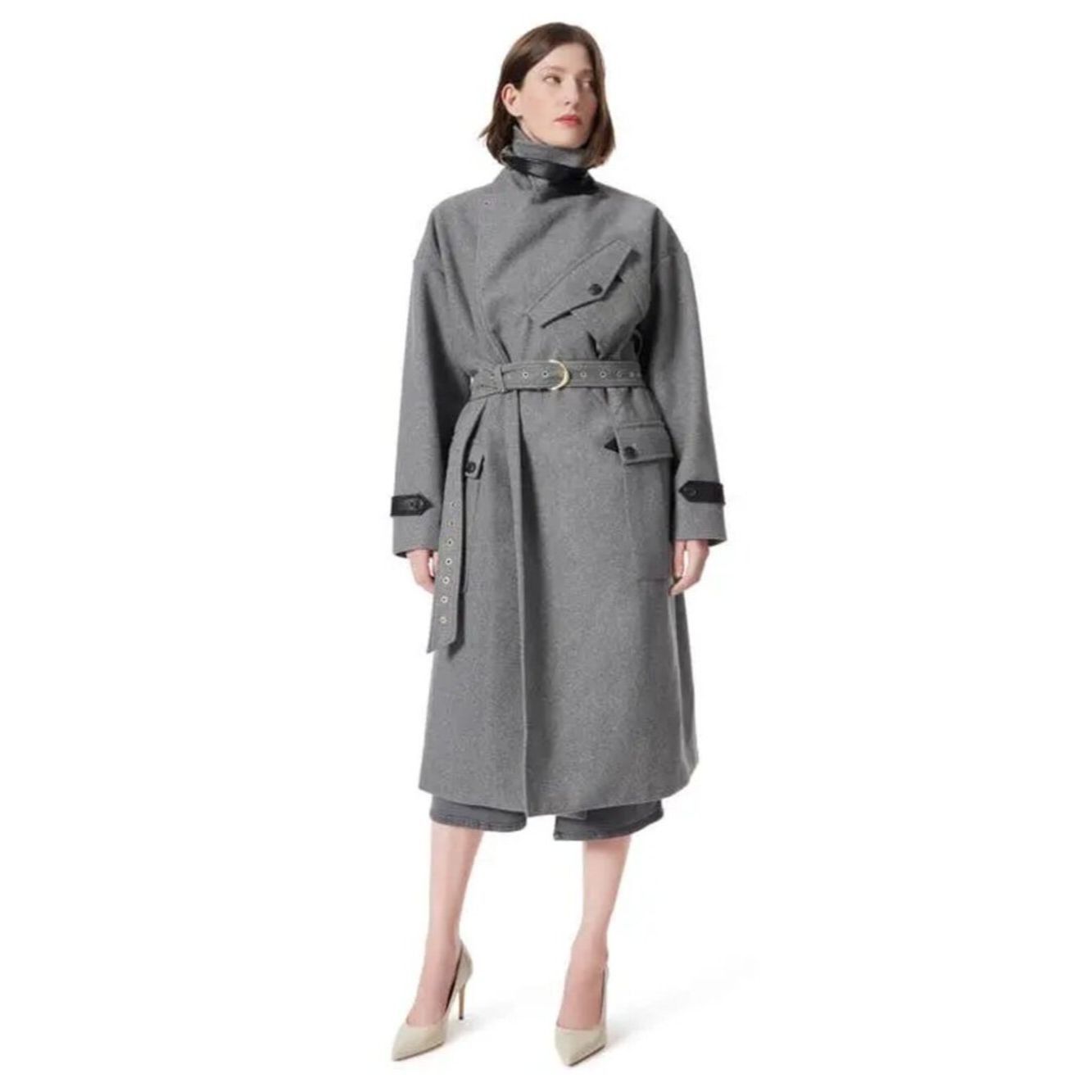 Other NWT New $399 DO by Dee Ocleppo Tie Belt Cargo Grey Trench C Size S / US 4 / IT 40 - 2 Thumbnail