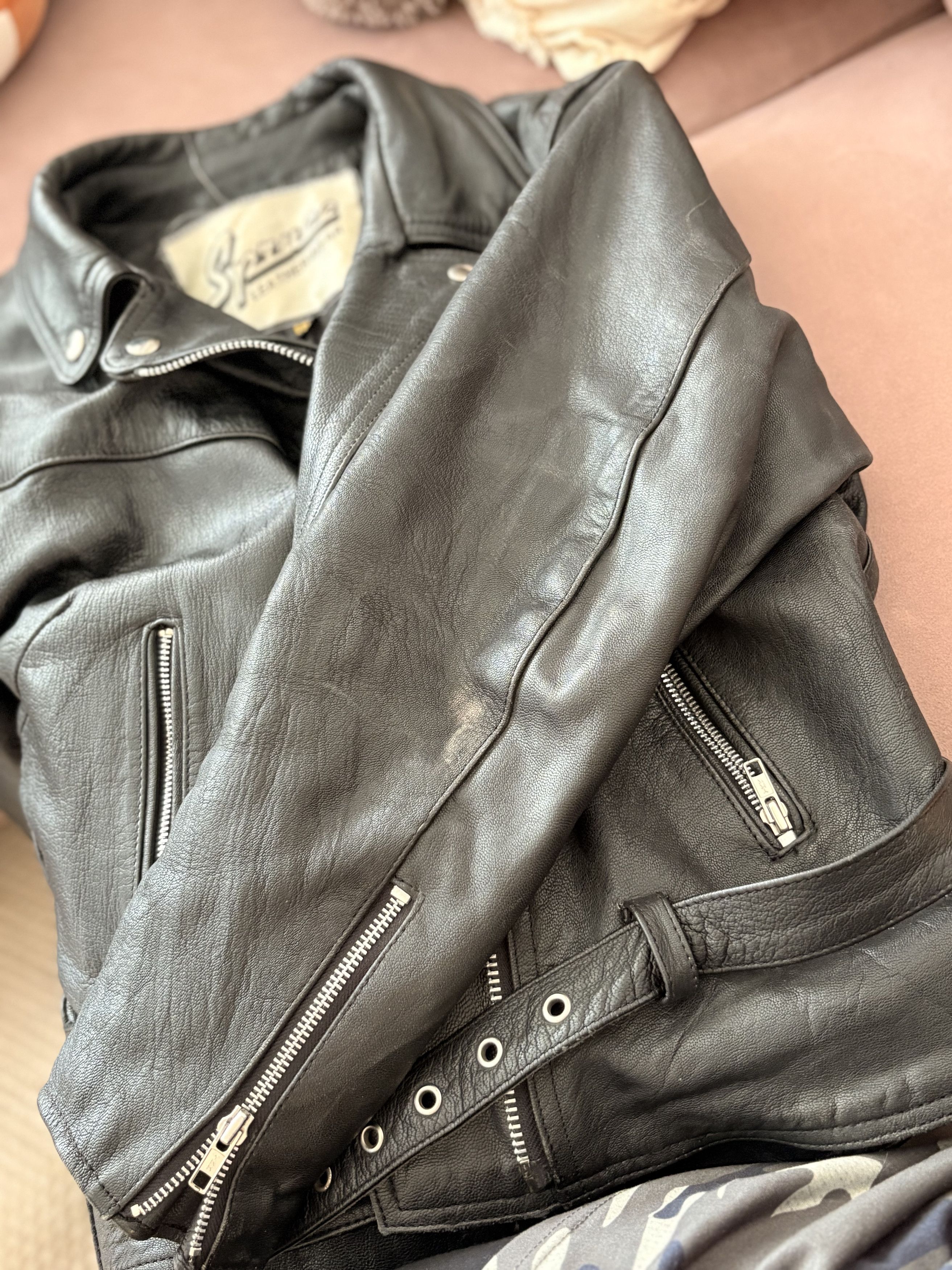 Vintage Vintage Heavyweight Leather Biker Jacket – Genuine 80s/90s Size XXL / US 16-18 / IT 52-54 - 8 Thumbnail