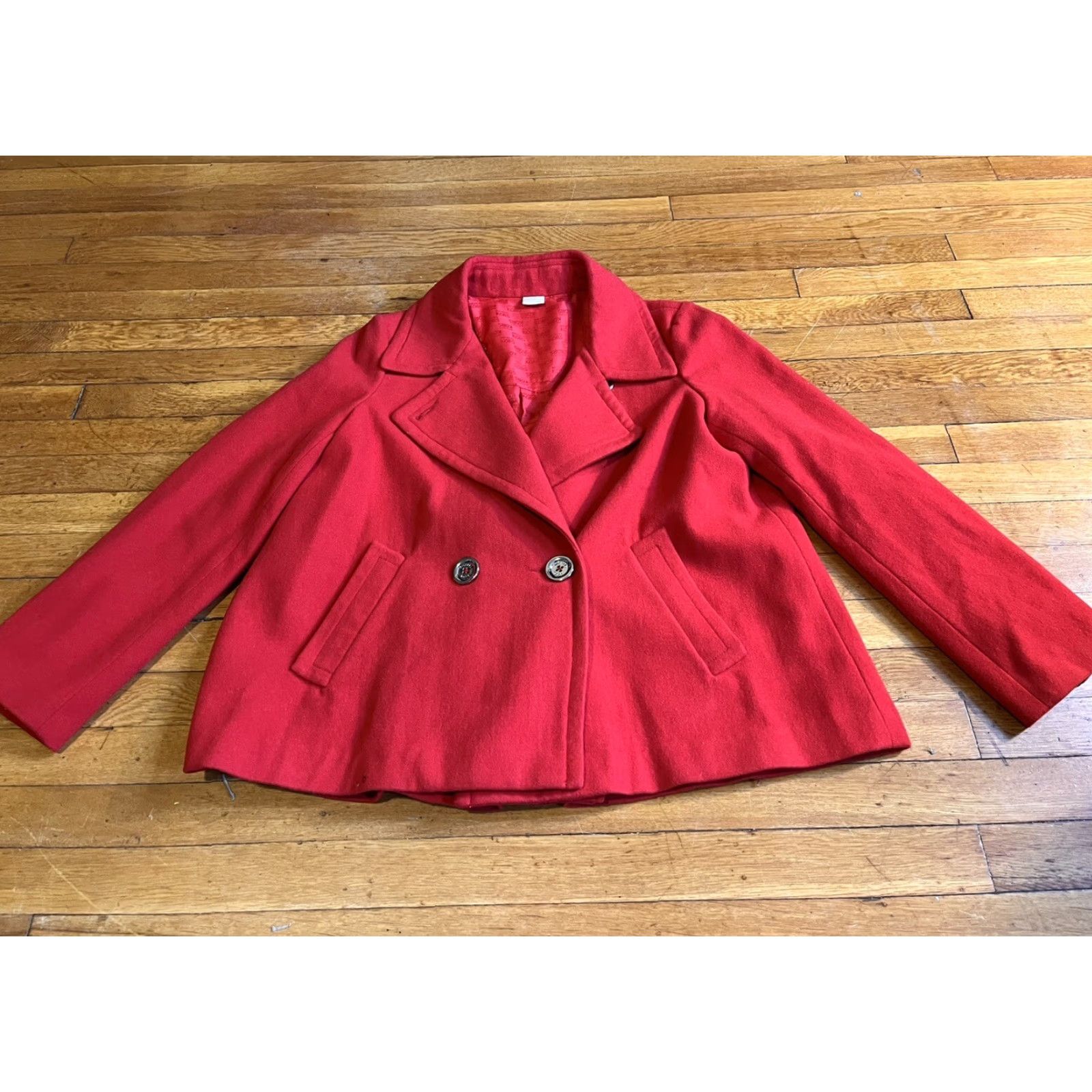 Michael Kors Michael Kors Coat Women's Large Red Wool Pea Coat Long Sleeve Regular L Red Solid Vintage No Size L / US 10 / IT 46 - 2 Thumbnail