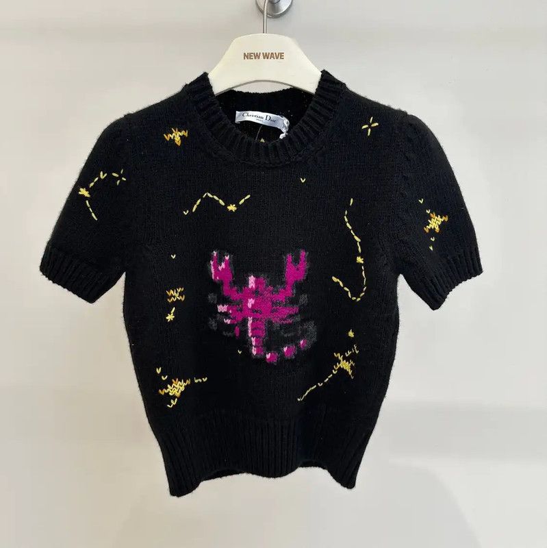 Dior Dior Short Sleeve Black Wool Sweater 0089 Size M / US 6-8 / IT 42-44 - 1 Thumbnail