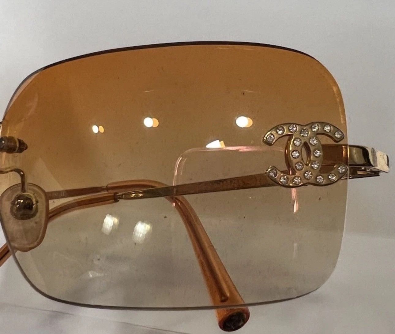 Designer Chanel Square Orange Rimless Y2K Sunglasses Size ONE SIZE - 3 Thumbnail