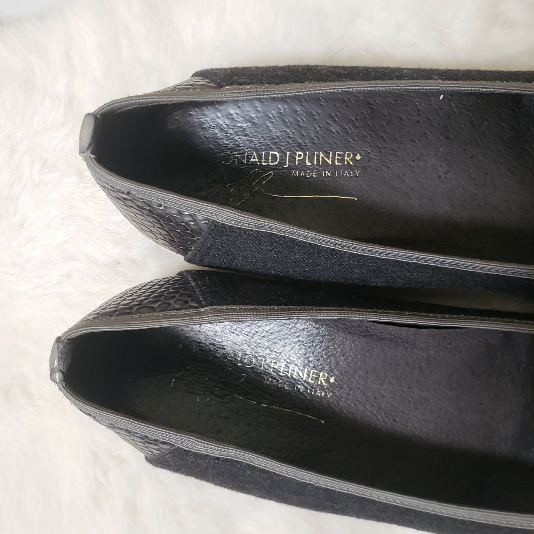 Vintage VINTAGE Donald J. Pliner "Hideyo" Reptile Cap Toe Ballet Flats-Size 7.5 Ballet Womens Gray Size ONE SIZE - 4 Thumbnail