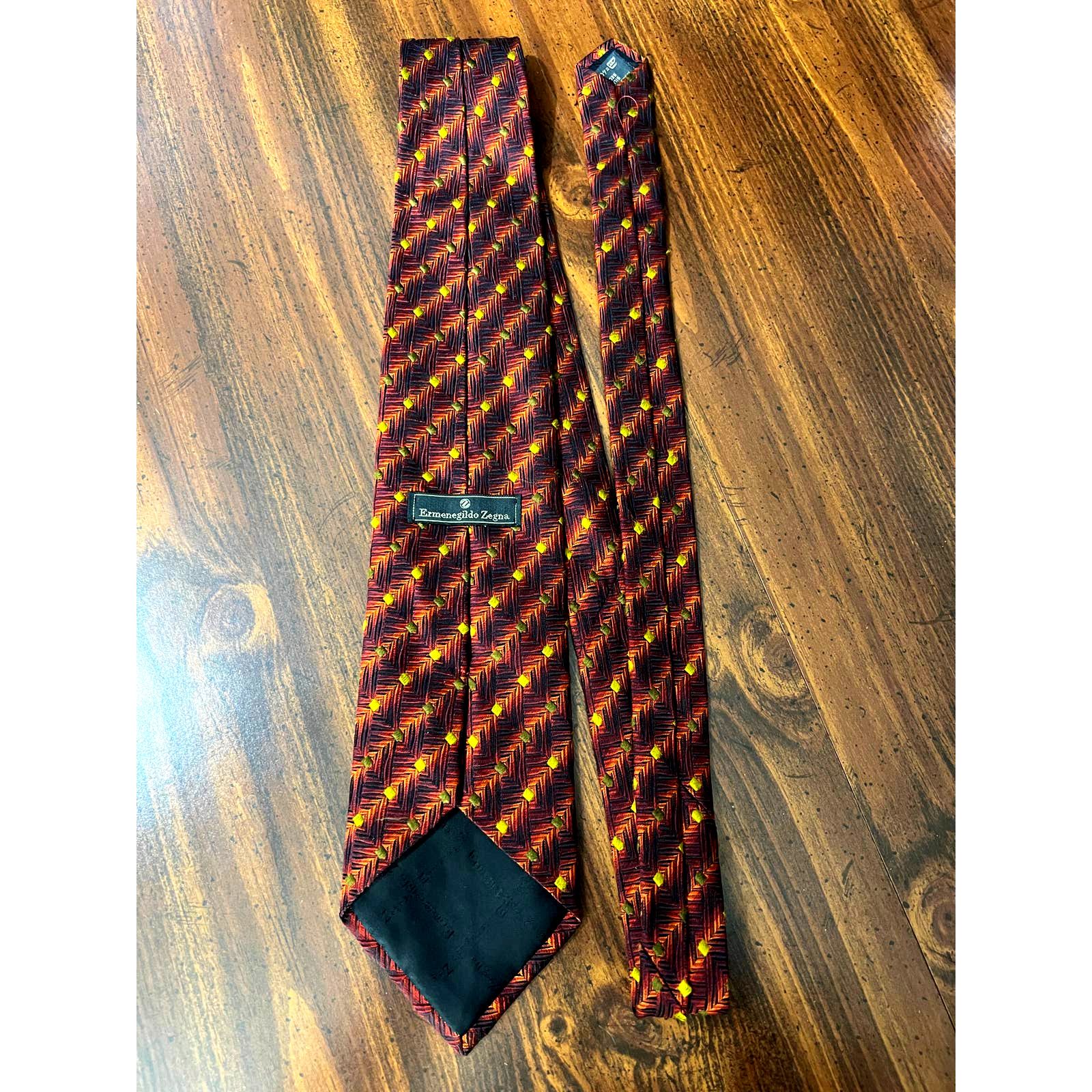 Ermenegildo Zegna Ermenegildo Zegna Italy Made Men's Brown Gold 100% Silk Tie Size ONE SIZE - 10 Thumbnail