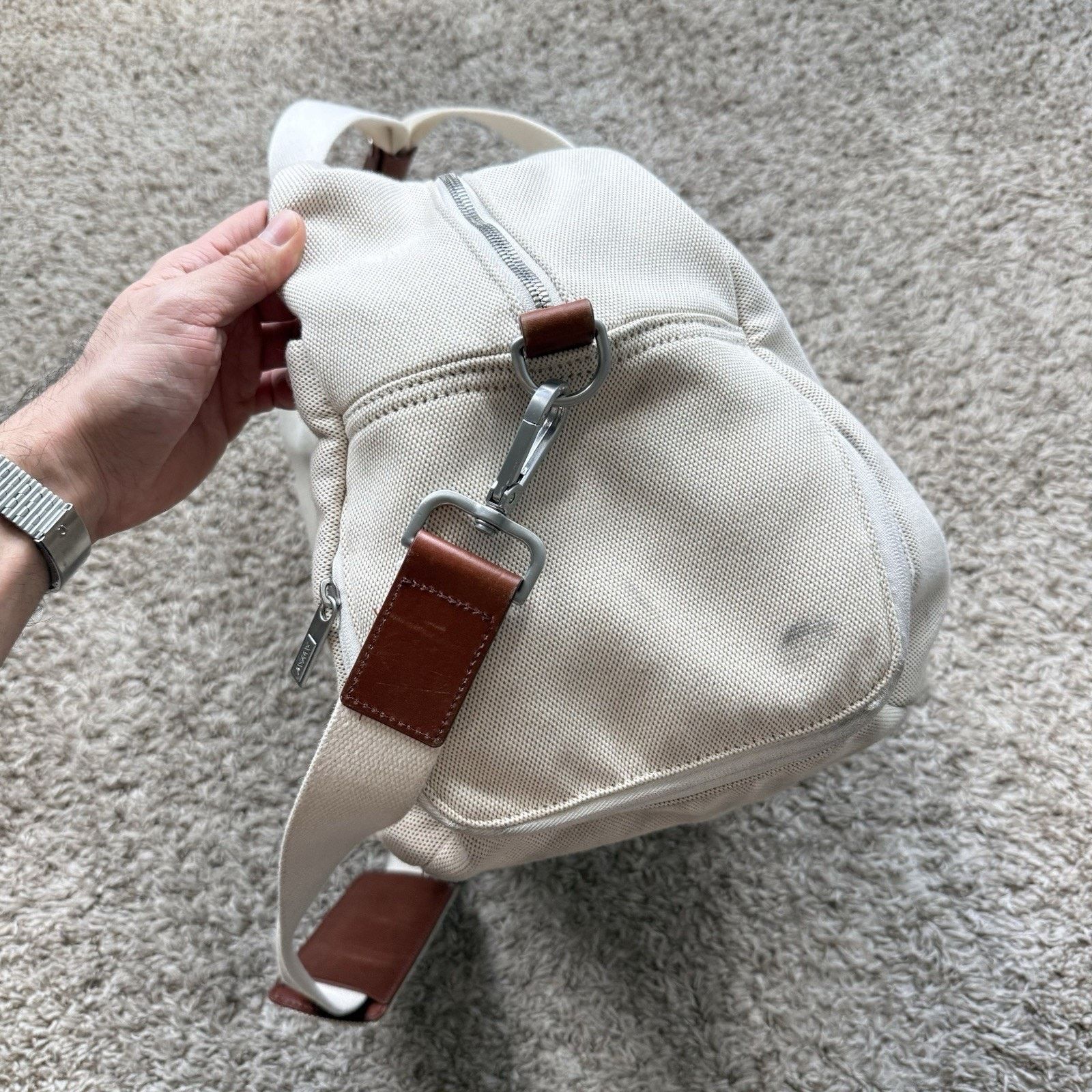 Away Travel Away The Everywhere Weekender Canvas Duffle Bag White Brown Size ONE SIZE - 2 Thumbnail