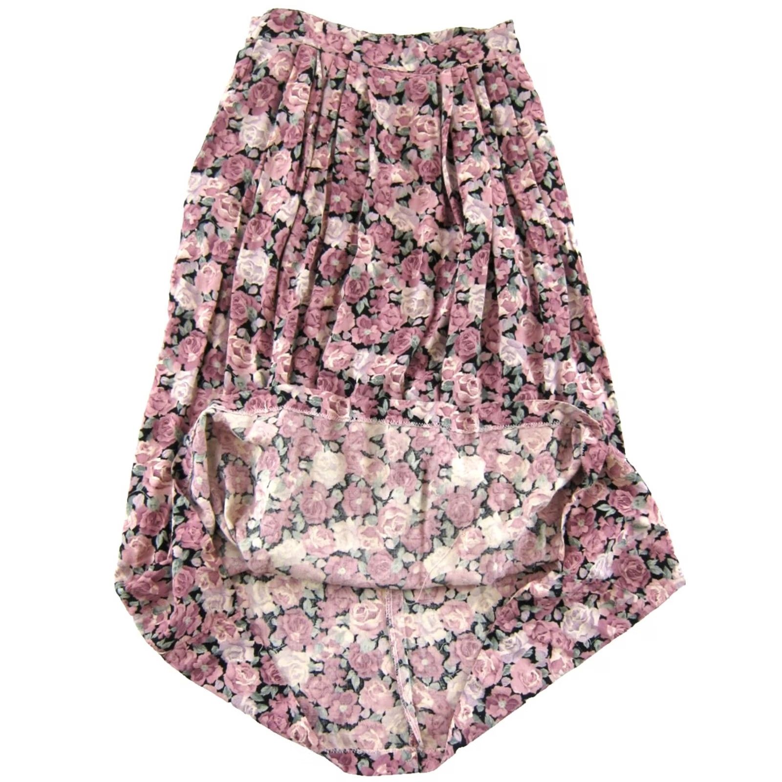 Vintage VINTAGE IN GROUP LTD Pink Floral Maxi Skirt XS Pockets Pleated Rose Bohemian Spring Summer Women Slim fit RIY Size 26" / US 2 / IT 38 - 5 Thumbnail