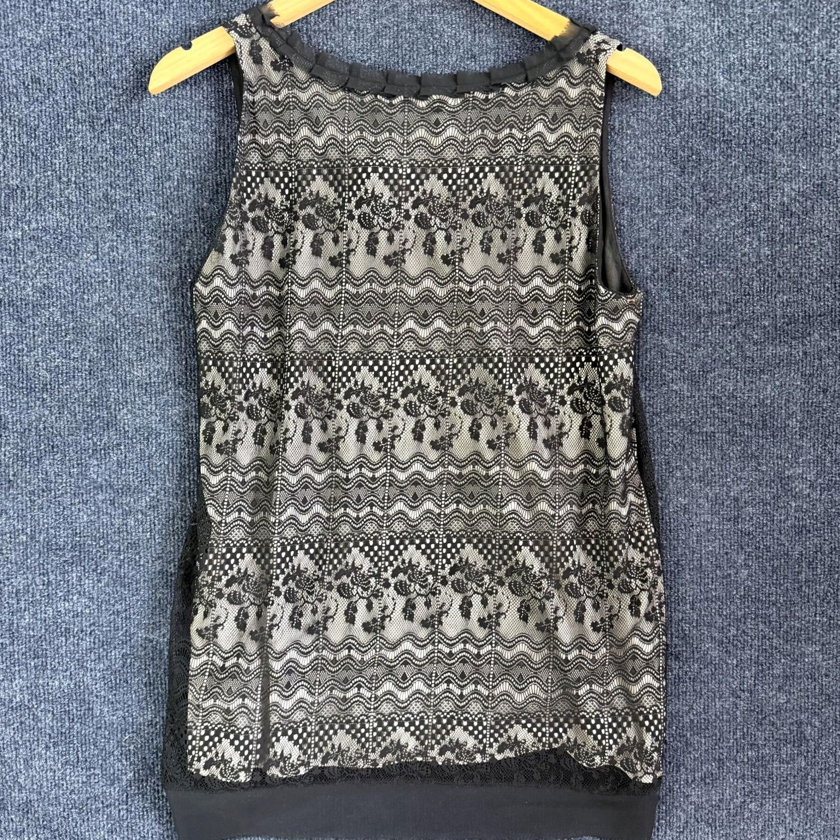 Vintage CAbi Blouse Womens M Black Lace Sleeveless Bow Ruffle Lined Dressy Top Size M / US 6-8 / IT 42-44 - 3 Thumbnail