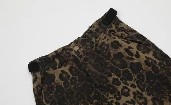 VIBE Retro style multi-pocket leopard print casual overalls Size US 32 / EU 48 - 4 Thumbnail