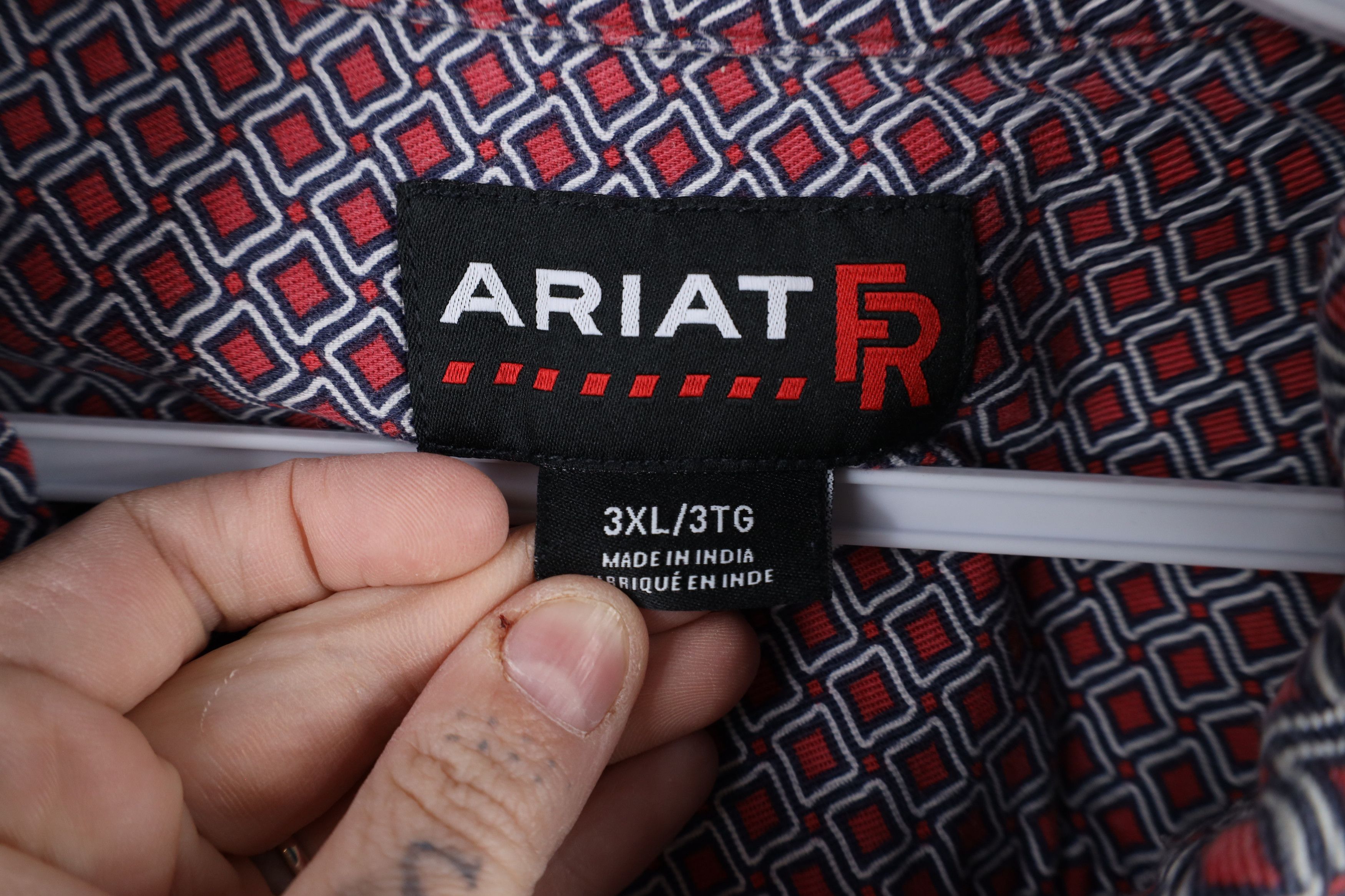Ariat × Vintage Ariat FR Fire Flame Resistant Geometric Button Shirt Red Size US XXL / EU 58 / 5 - 9 Thumbnail