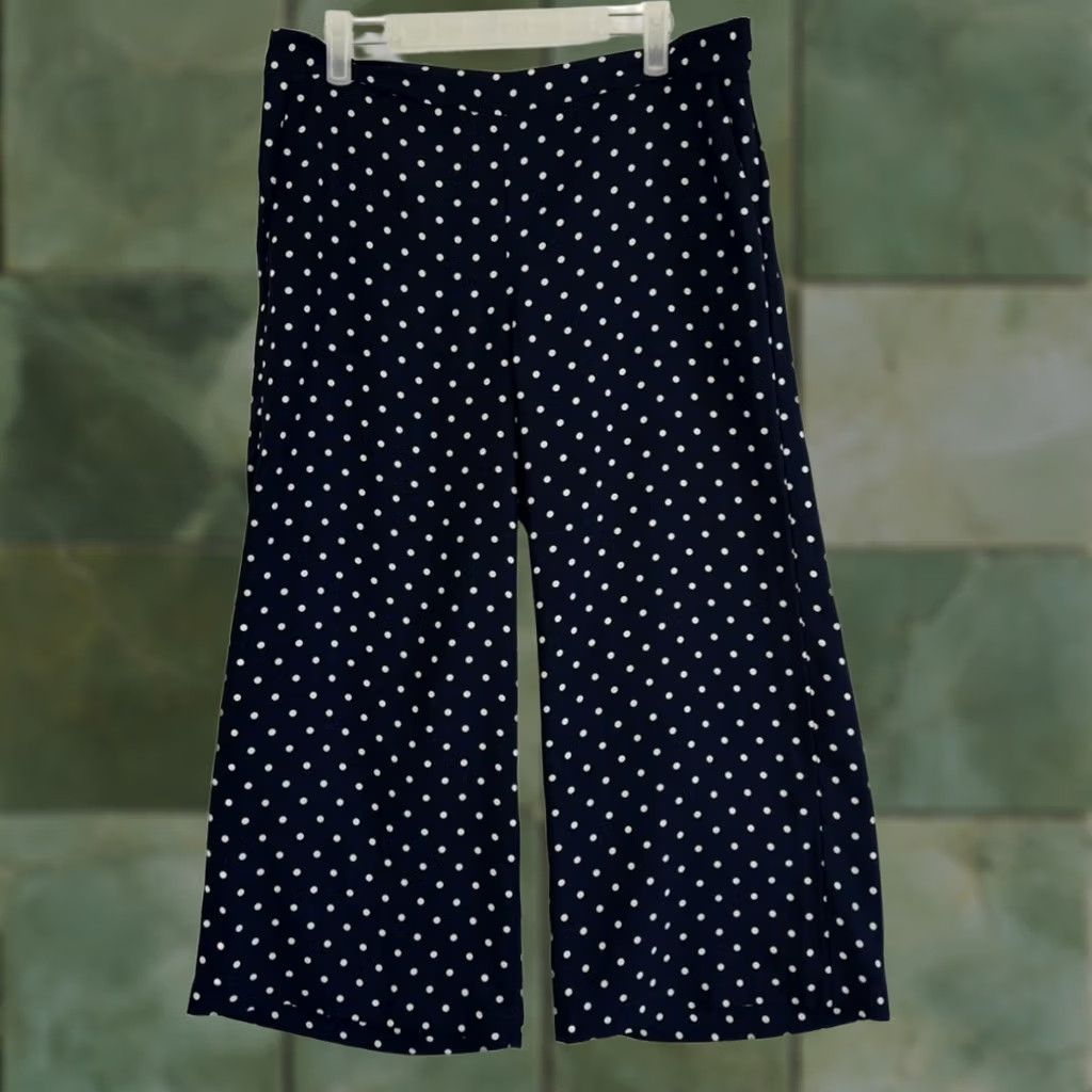 Banana Republic Banana Republic Pants Wide Leg Navy Blue White Dots M W 192 Polyester Cotton Dress Pants Modern Preppy Womens Regular Wide-Leg Size 32" / US 10 / IT 46 - 1 Thumbnail