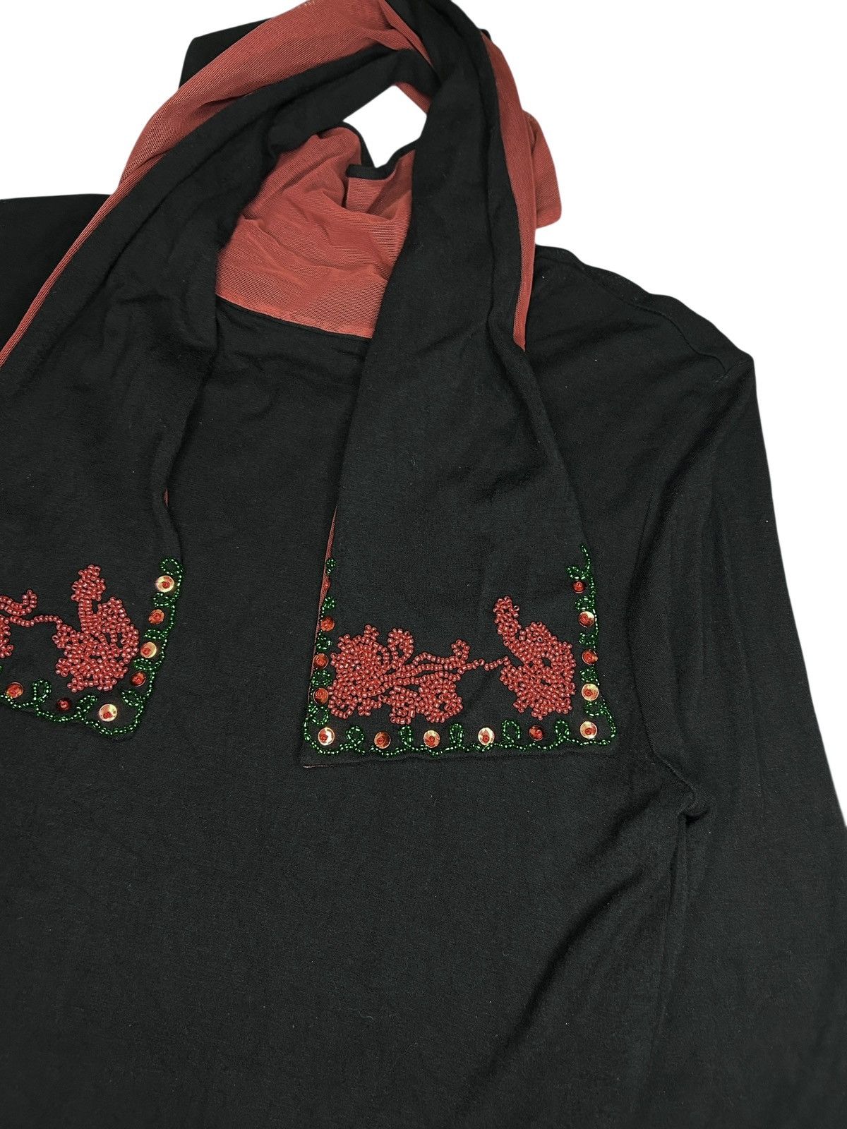 Jean Paul Gaultier 90s Floral Embroidered Scarf Top Size M / US 6-8 / IT 42-44 - 3 Thumbnail