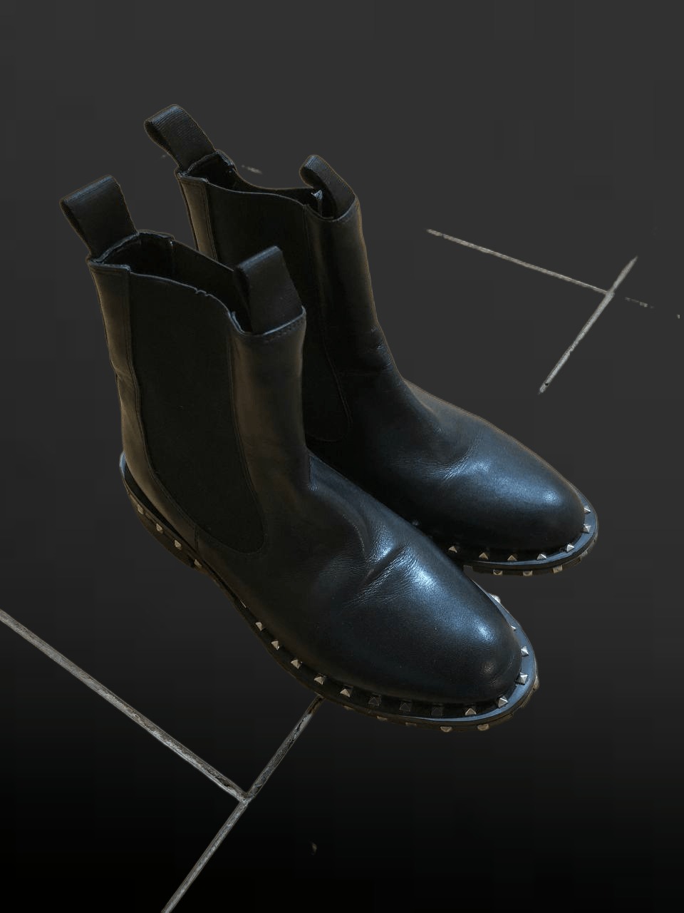 Valentino VALENTINO Rockstud Black Leather Chelsea Boots Size US 6 / IT 36 - 1 Thumbnail