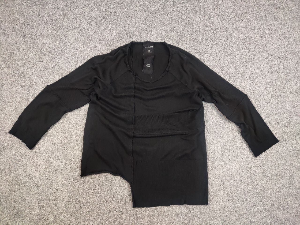 Japanese Brand Studio B3 Design Avant Garde Black Asymmetric Light Sweater Size L / US 10 / IT 46 - 11 Thumbnail