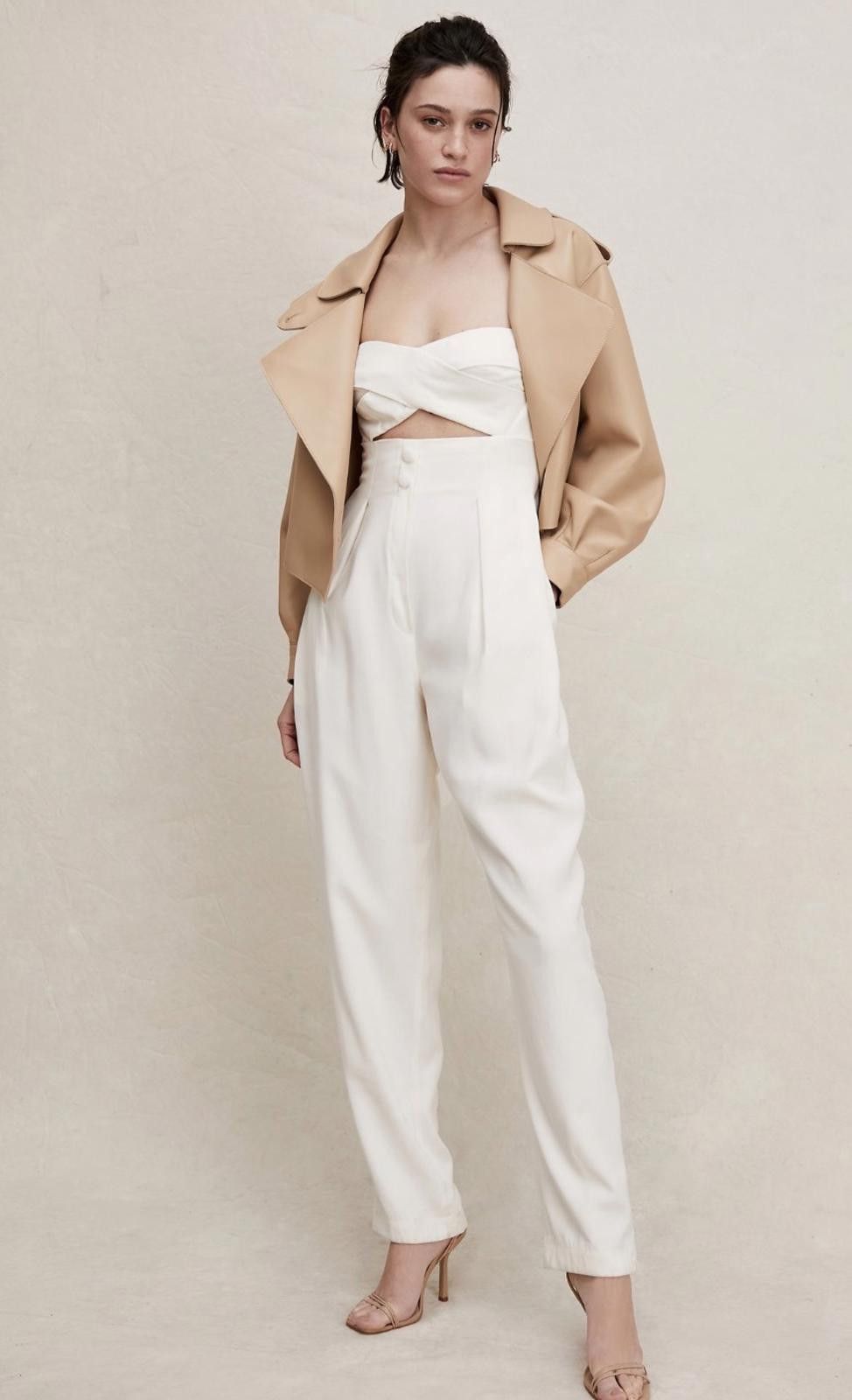 Other Sabina Musayev Rosa Cream Jumpsuit with Cutout and Lace-Up Size ONE SIZE - 1 Thumbnail