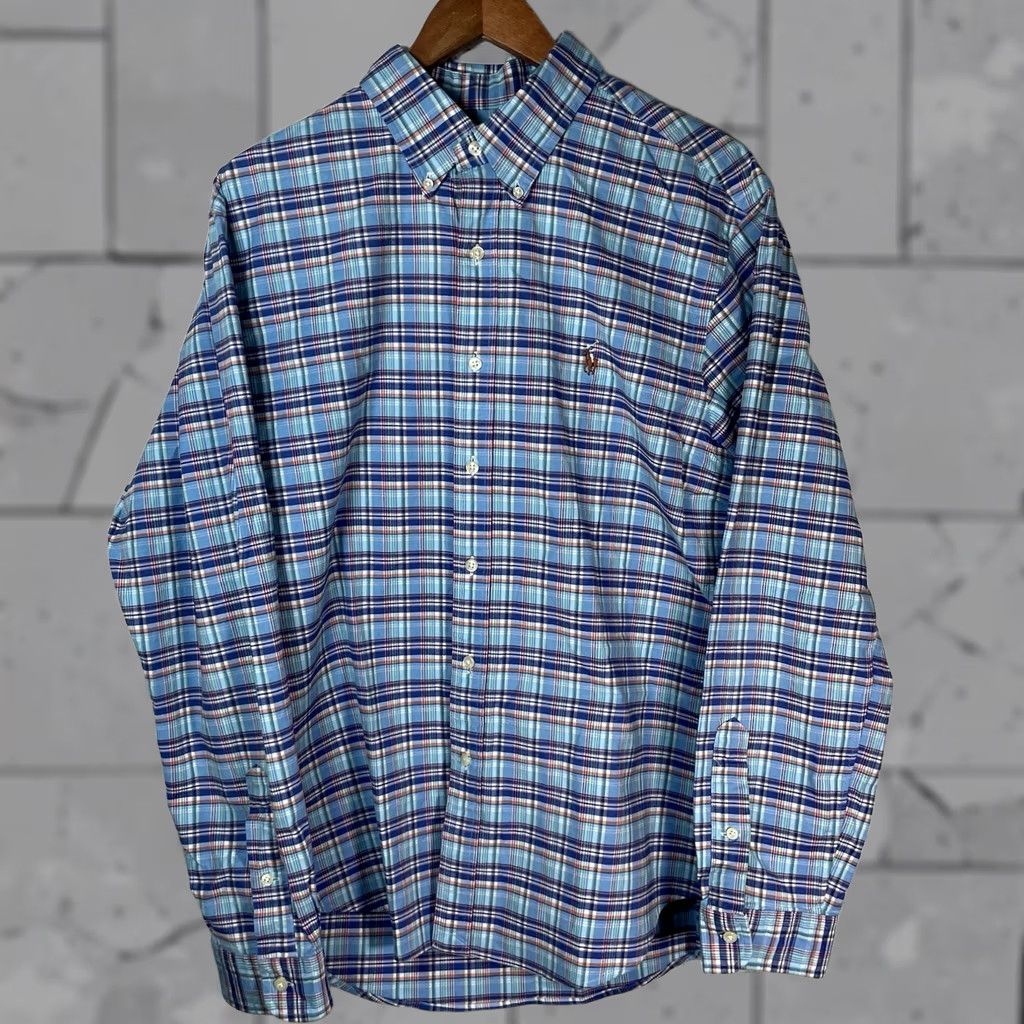 Ralph Lauren Ralph Lauren Slim fit Light Blue Plaid Long Sleeve Button-Up Shirt XL Mens Size US XL / EU 56 / 4 - 1 Thumbnail