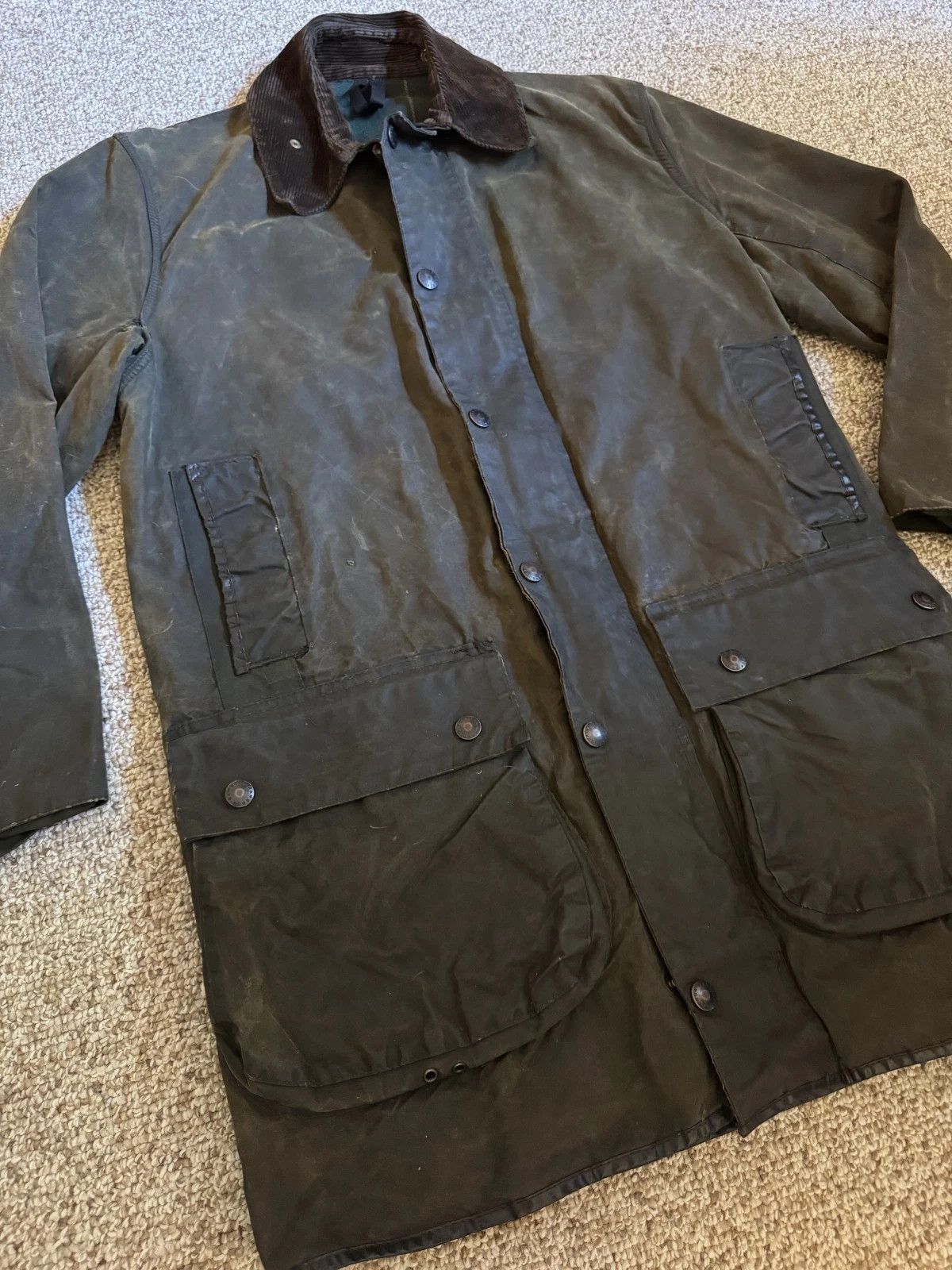 Barbour "NORTHUMBRIA" Parka Jacket (waxed, lined, olive, C38 S-M) Size US M / EU 48-50 / 2 - 2 Thumbnail