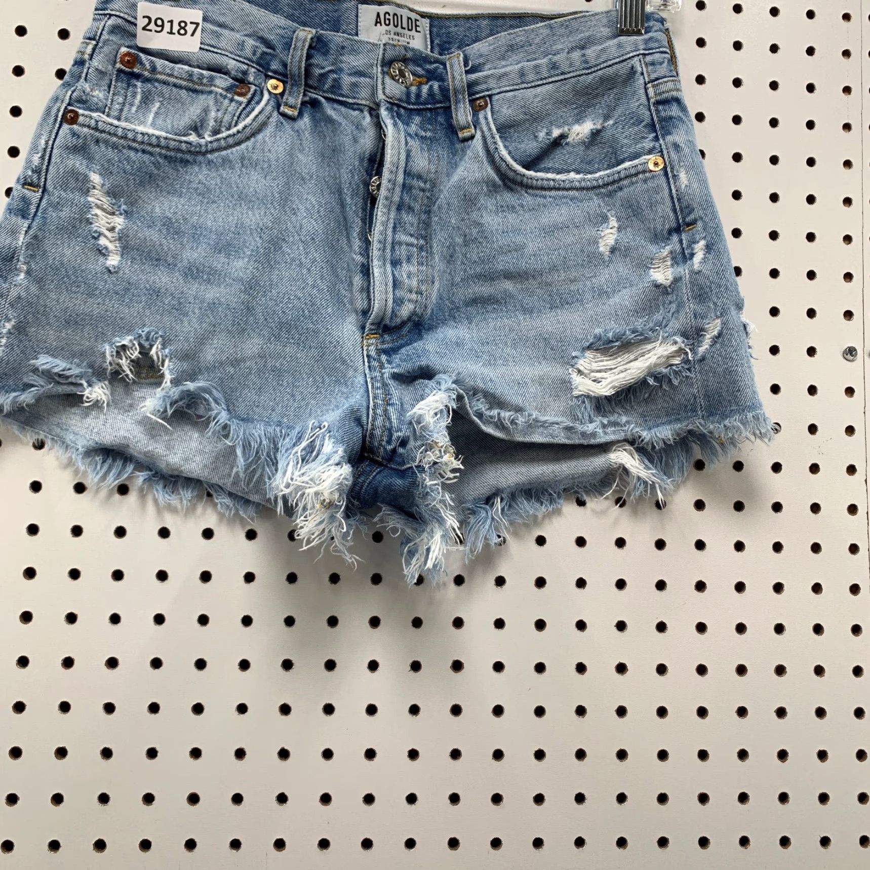 Agolde AGOLDE Cut Off Button Fly Denim Shorts Womens Size 25 fits 28x2 Distressed Size 42" / US 20 - 5 Thumbnail