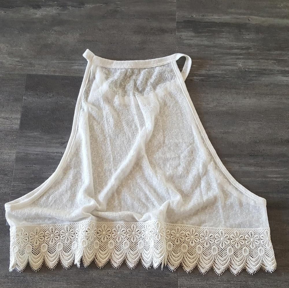 Designer White Trim Detailed High Neck Crop Size M / US 6-8 / IT 42-44 - 2 Thumbnail