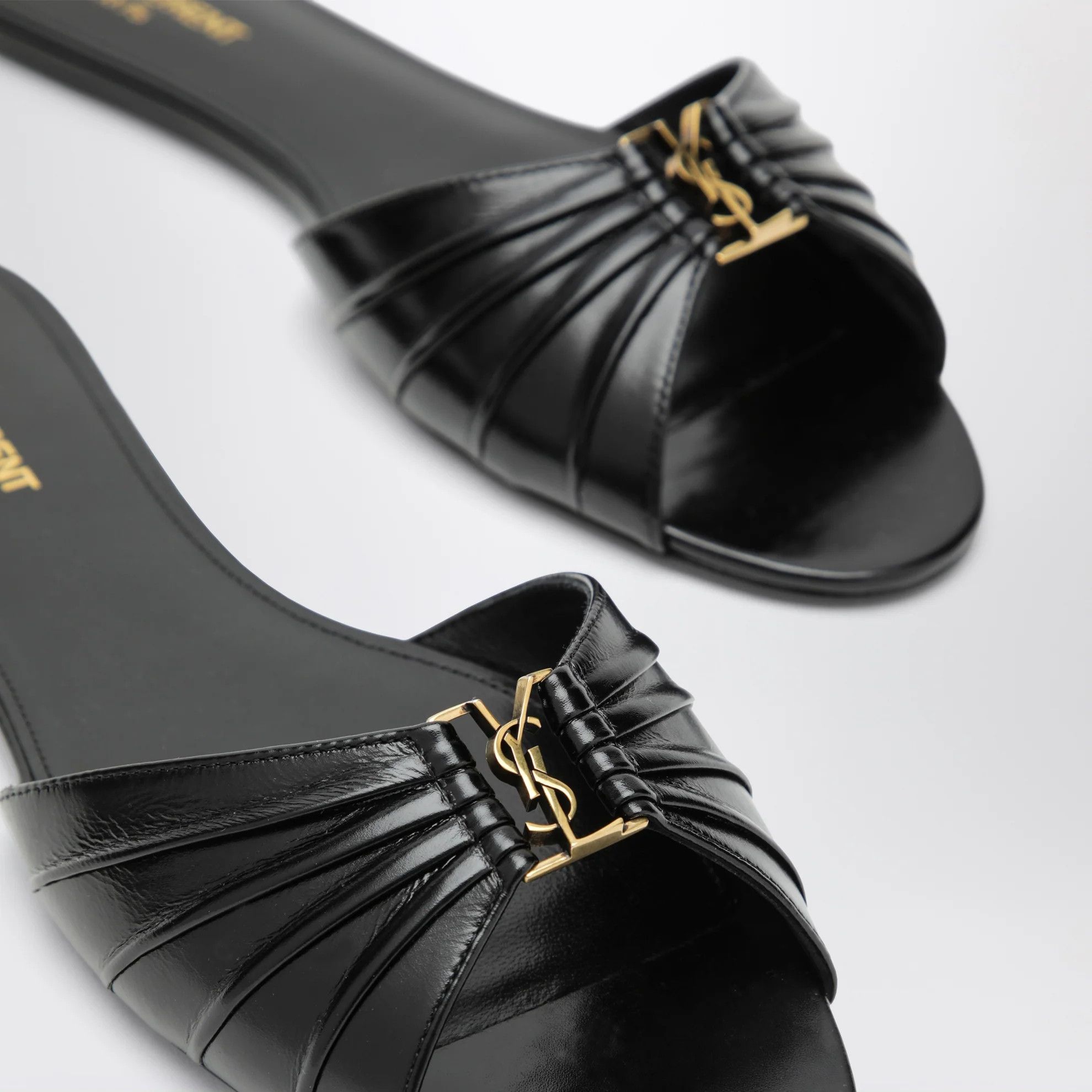 Saint Laurent Paris o1d2blof0526 Smooth Leather Sandal Flats in Black Size US 6.5 / IT 36.5 - 5 Thumbnail