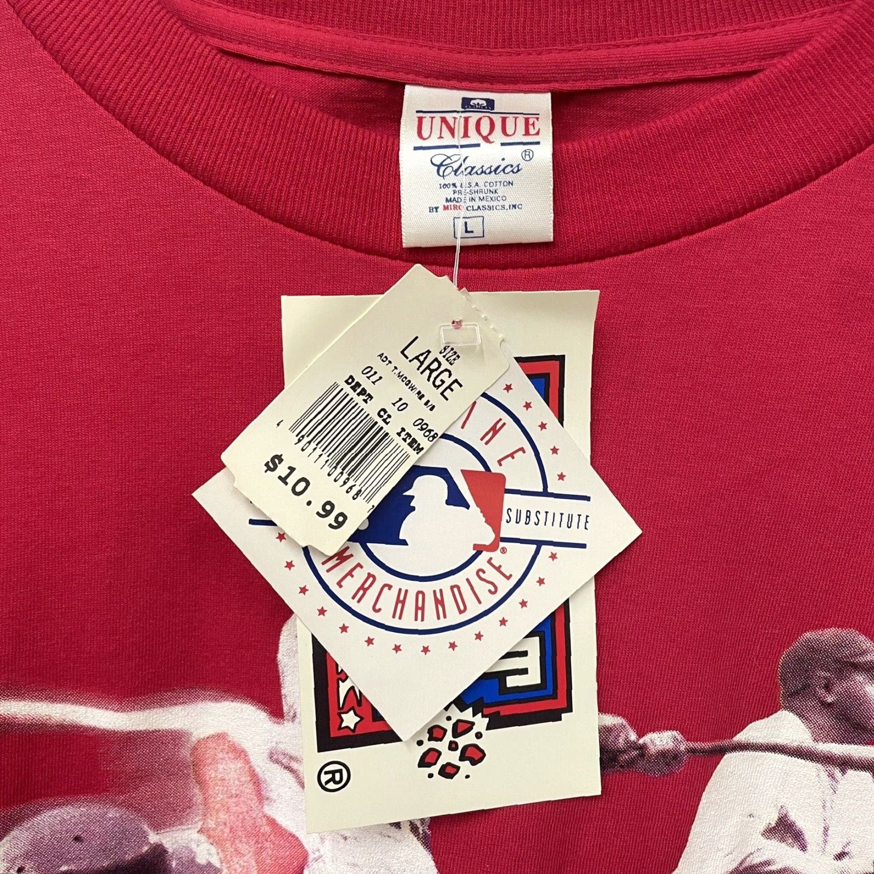 Nique VINTAGE Mark McGuire Chase For 62 Baseball T-Shirt Mens Large Red USA 90s Size US L / EU 52-54 / 3 - 4 Thumbnail
