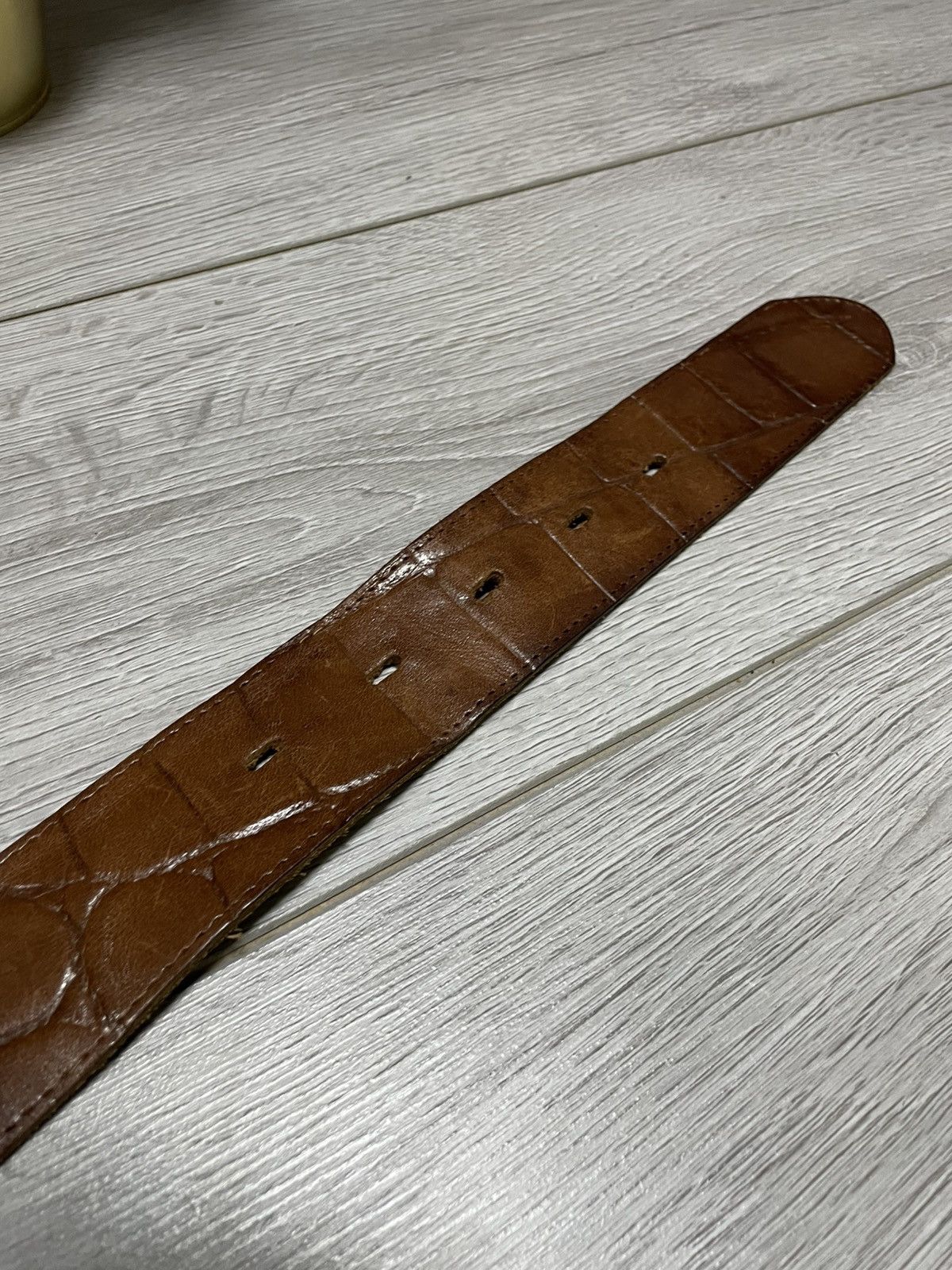 Vintage Crocodile 🐊 RARE metallic buckle vintage hand made belt eb0 Size 30 - 5 Thumbnail