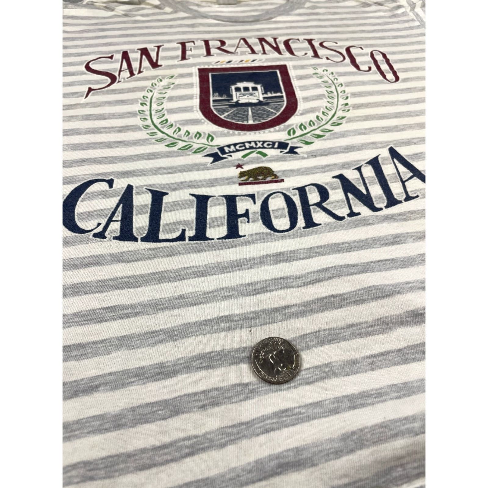 Vintage VINTAGE San Francisco Tshirt Men's Small Gray Striped California Graphic Tee 80s 90s SF Crew Neck Short Sleeve Vintage Shirt Size US S / EU 44-46 / 1 - 7 Thumbnail