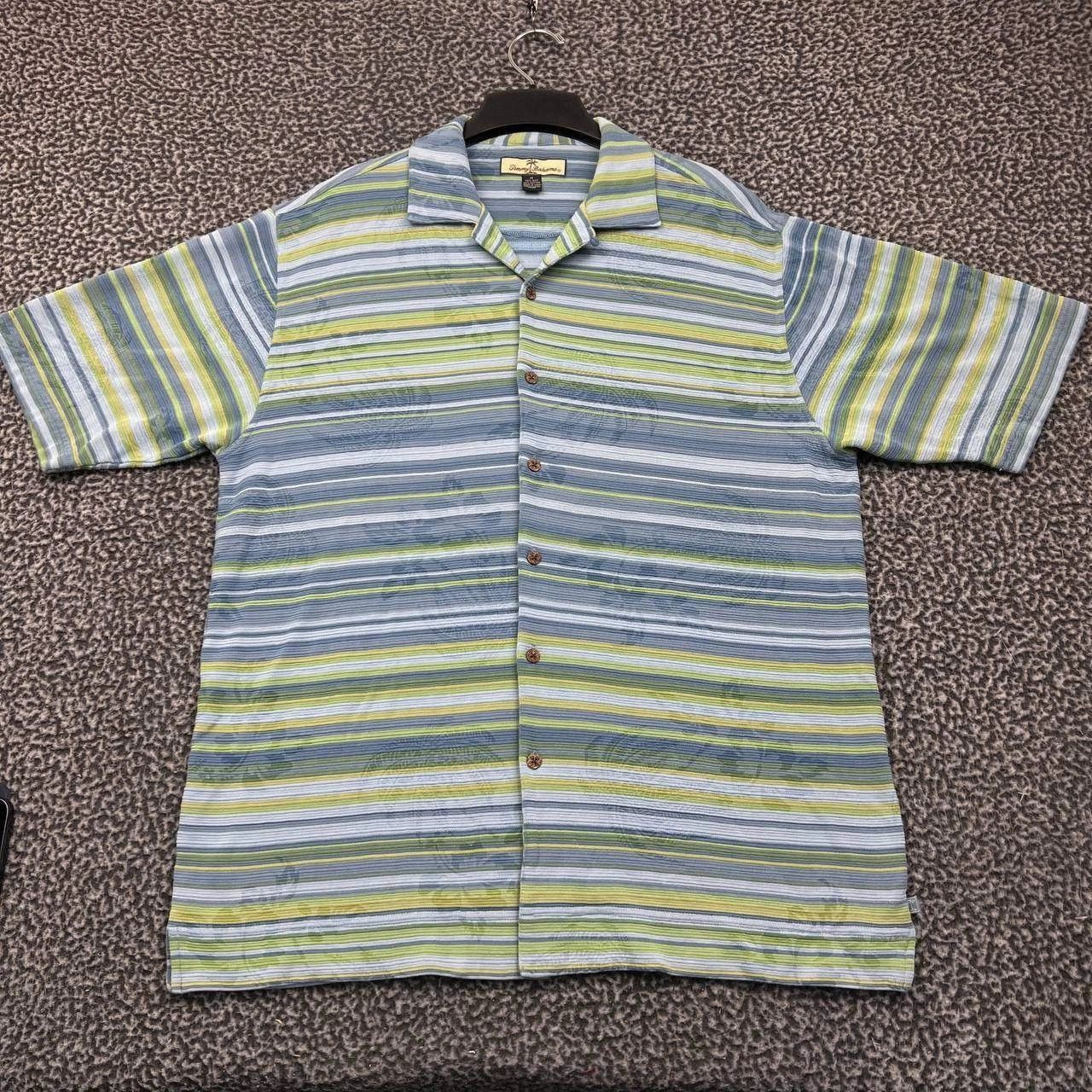 Tommy Bahama Tommy Bahama Button Up Shirt Men Green Striped Cotton Silk M Size US M / EU 48-50 / 2 - 1 Thumbnail