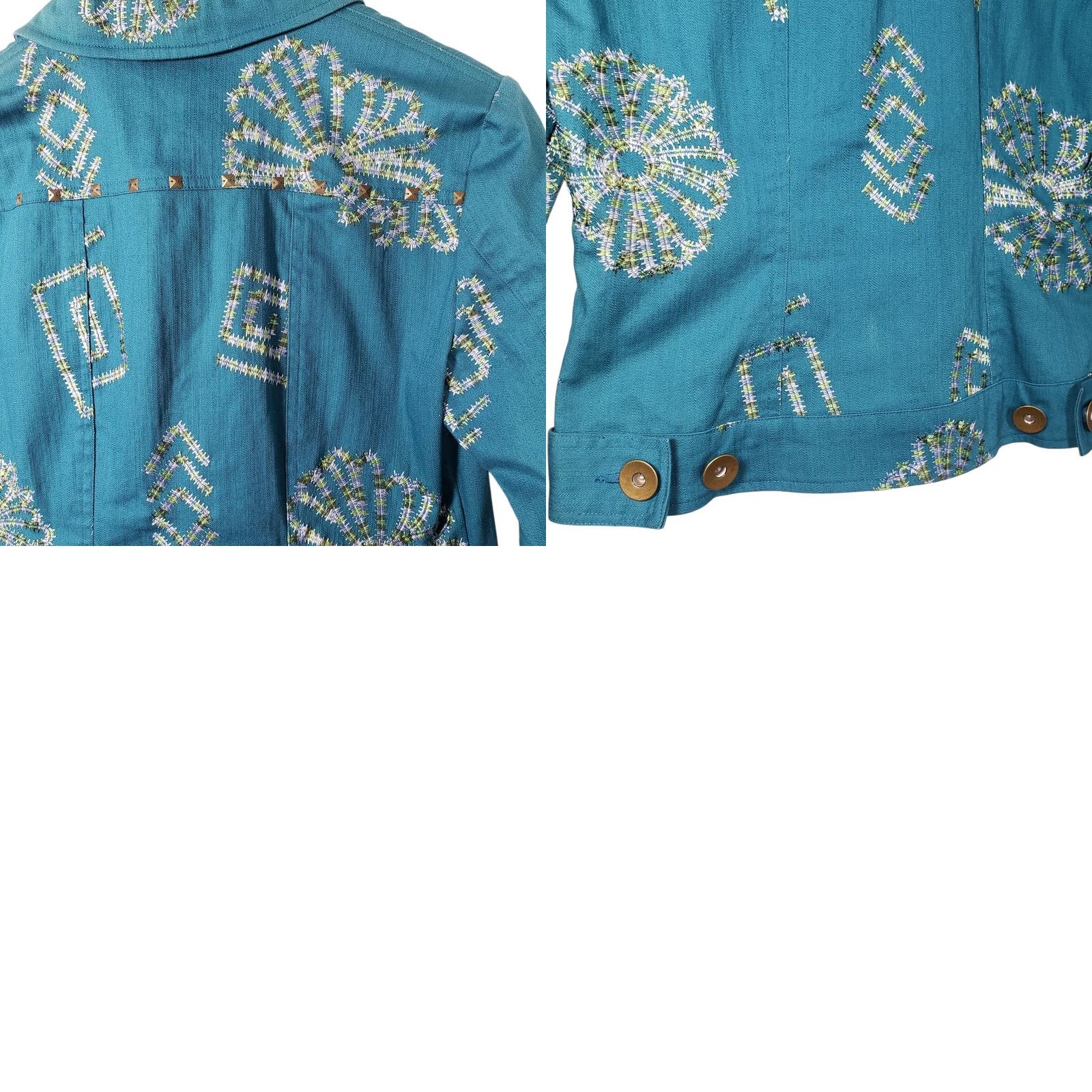 Vintage Multiples Embroidered Denim Jacket XS Turquoise Blue Size XS / US 0-2 / IT 36-38 - 10 Thumbnail
