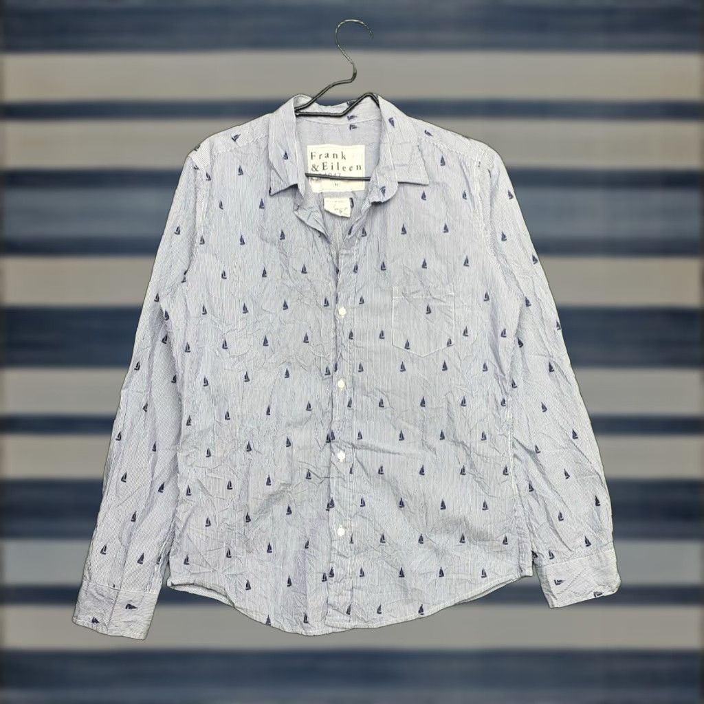 Frank & Eileen Shirt Mens XL Button-Down Long Sleeve Striped Blue Cotton Classic Fashion