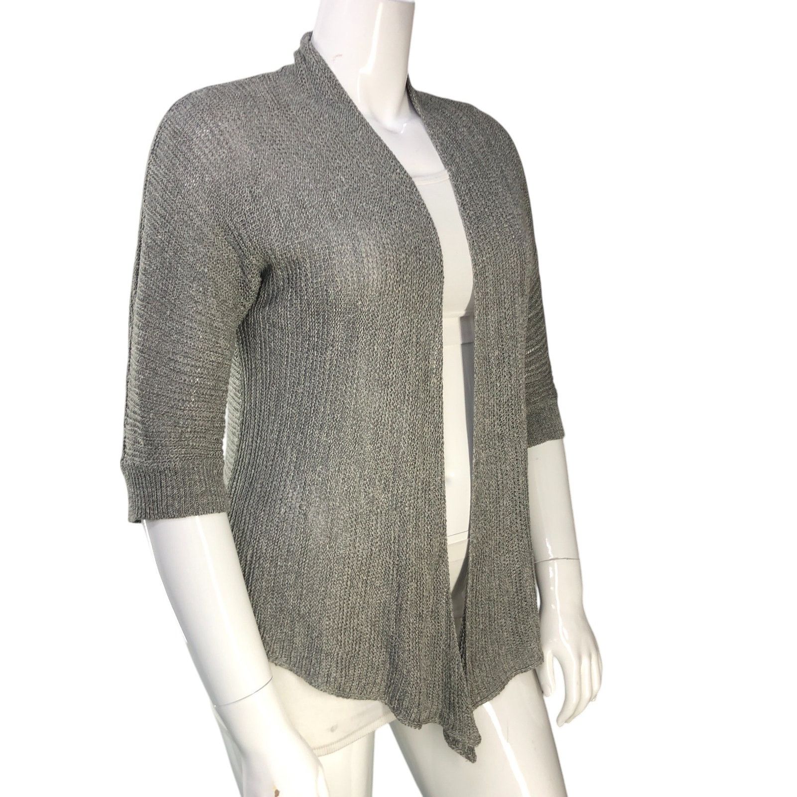 Eileen Fisher Eileen Fisher Size L Cardigan Open Front Linen Silk Gray Size L / US 10 / IT 46 - 10 Thumbnail