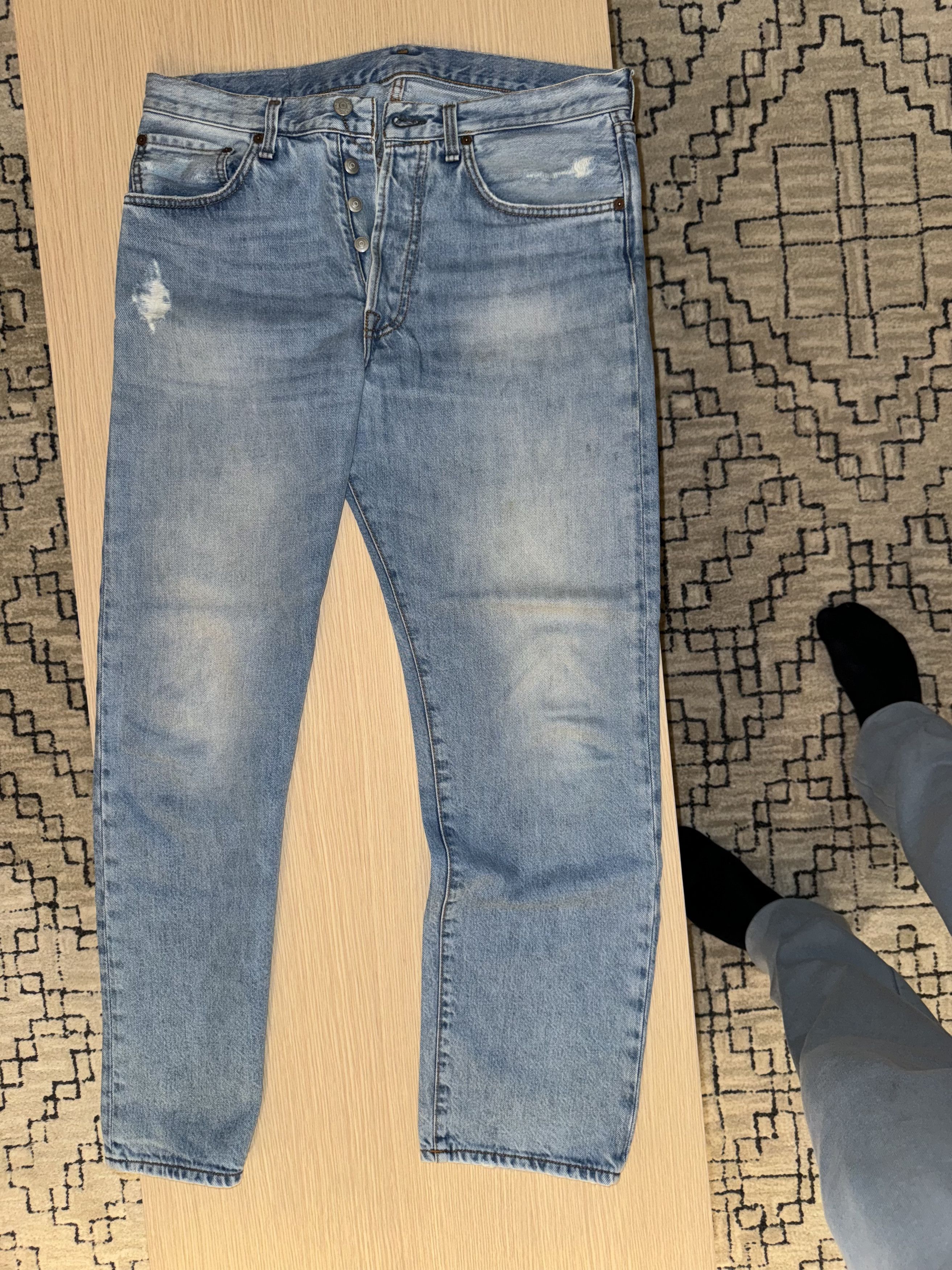 Acne Studios Acne Studios Blue Denim Jeans, Light wash and distress (34) Size US 34 / EU 50 - 1 Thumbnail