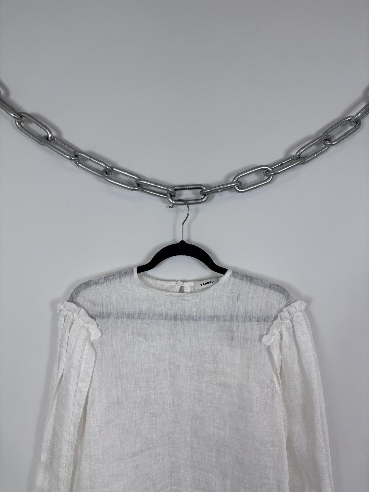 Sandro Sandro NWT Women’s White Babydoll Linen Blend Blouse Top Size S / US 4 / IT 40 - 2 Thumbnail