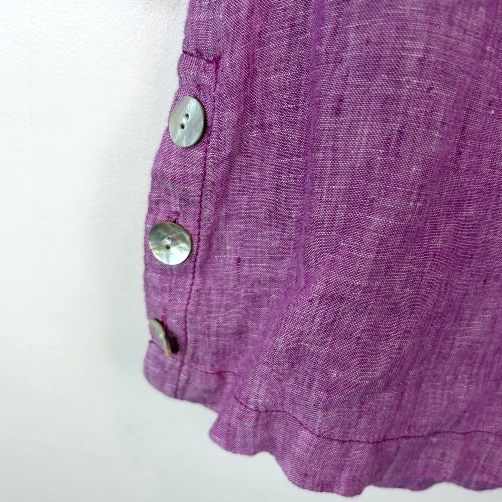 Pinko Sigrid Olsen Tunic Top Womens S Linen Pink Blouse Beach Coastal 3/4 Sleeve Button Collared Relaxed Shirt Size S / US 4 / IT 40 - 6 Thumbnail
