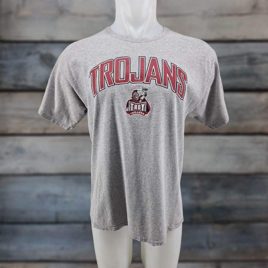 Russell Athletic VINTAGE Russell Athletic Troy Trojans Adult Large Shirt Gray Sports logo Crew Neck Short Sleeve Men Mens Size US L / EU 52-54 / 3 - 1 Thumbnail