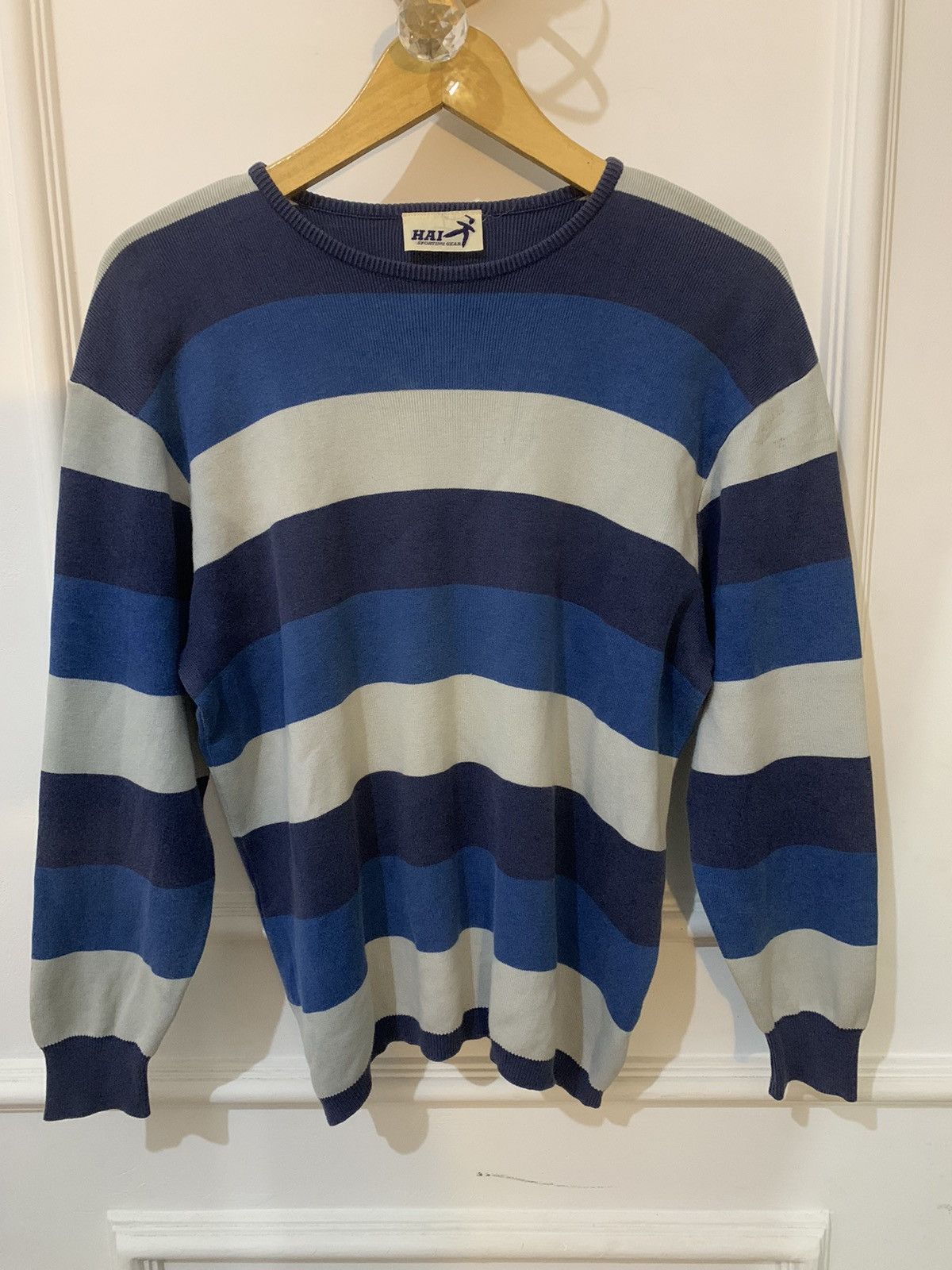 Hai Sporting Gear × Issey Miyake × Vintage 90s Hai Sporting gear Long Sleeve striped by Issey miyake Size US M / EU 48-50 / 2 - 1 Thumbnail
