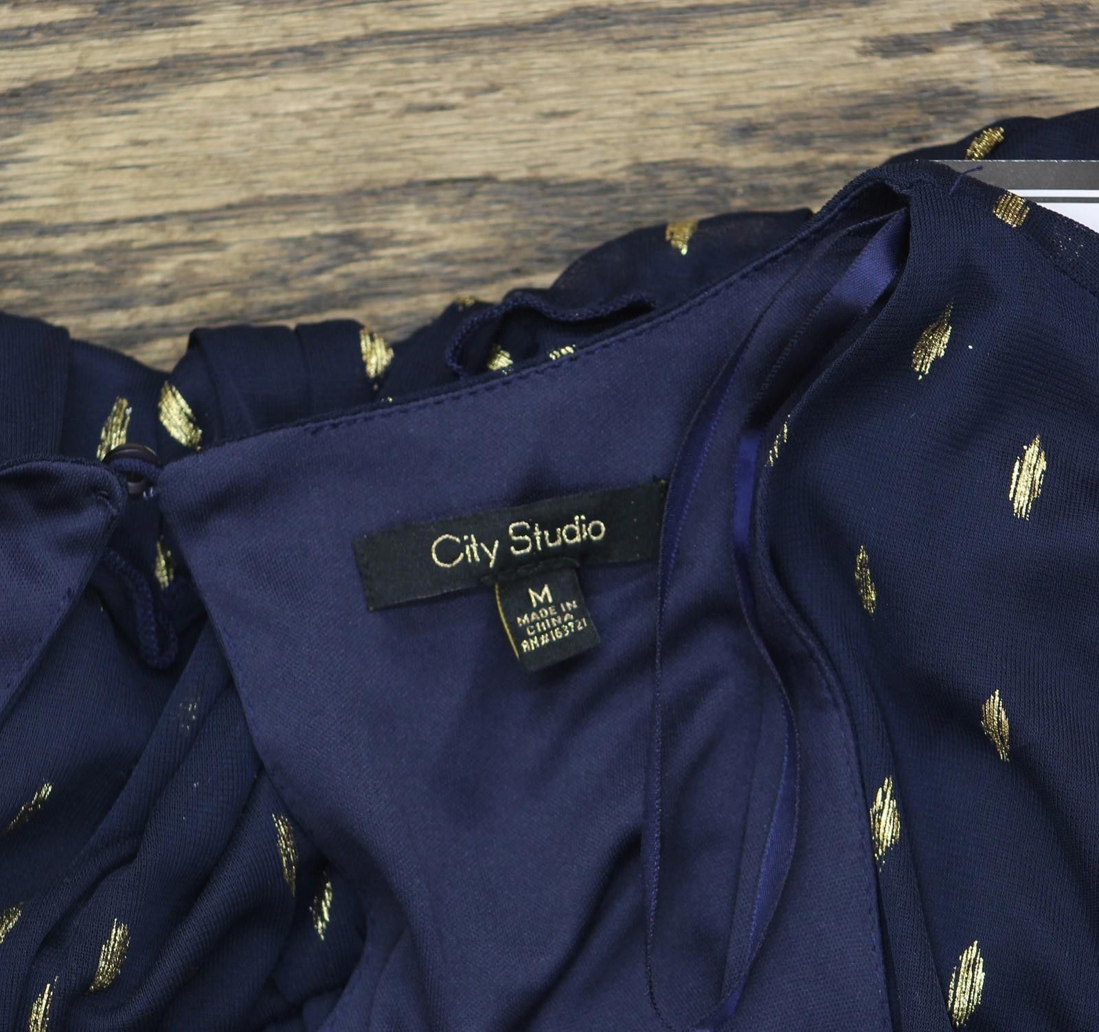 Other City Studios Jersey Fit Mini Dress Navy Blue / Gold M Size M / US 6-8 / IT 42-44 - 4 Thumbnail