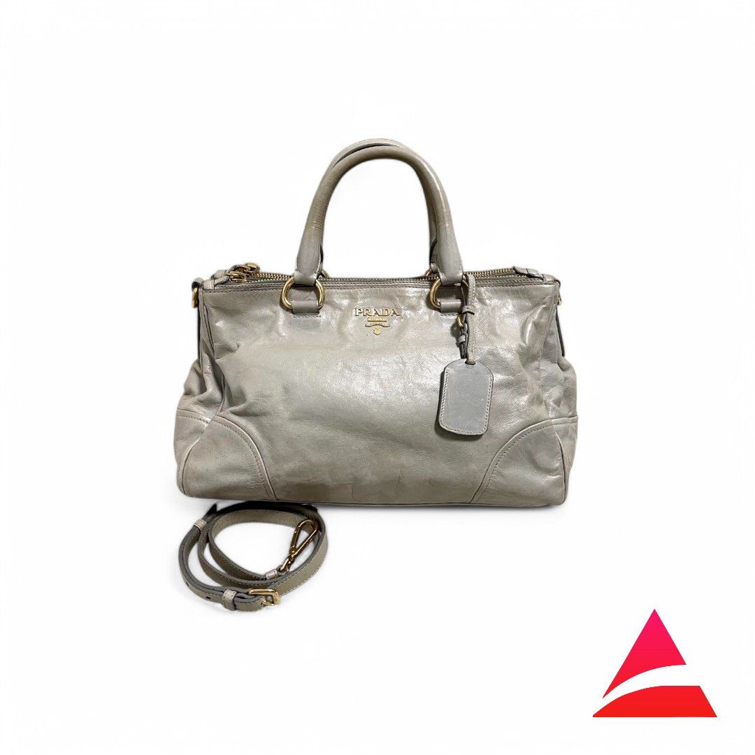 Prada Prada - Saffiano Leather Gray Gold Hardware Shoulder Bag Size ONE SIZE - 1 Thumbnail