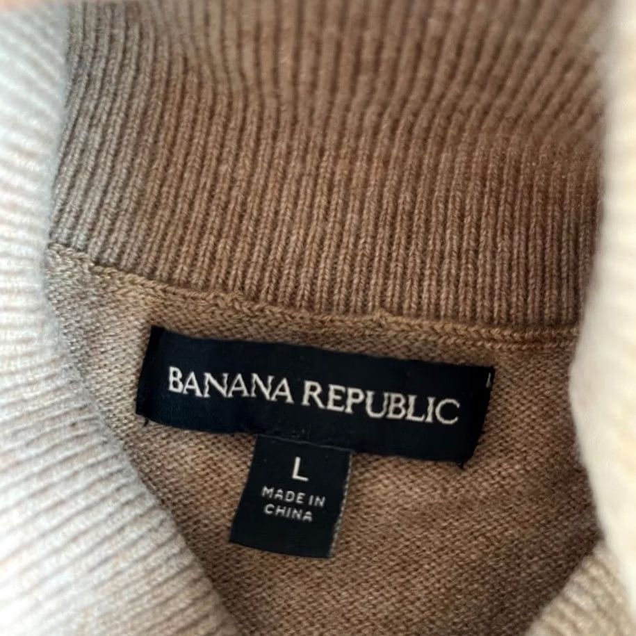Banana Republic Banana Republic Sweater Womens L Beige Merino Wool Cashmere Turtleneck Pullover Knit Fall Winter Classic Womens Size L / US 10 / IT 46 - 3 Thumbnail