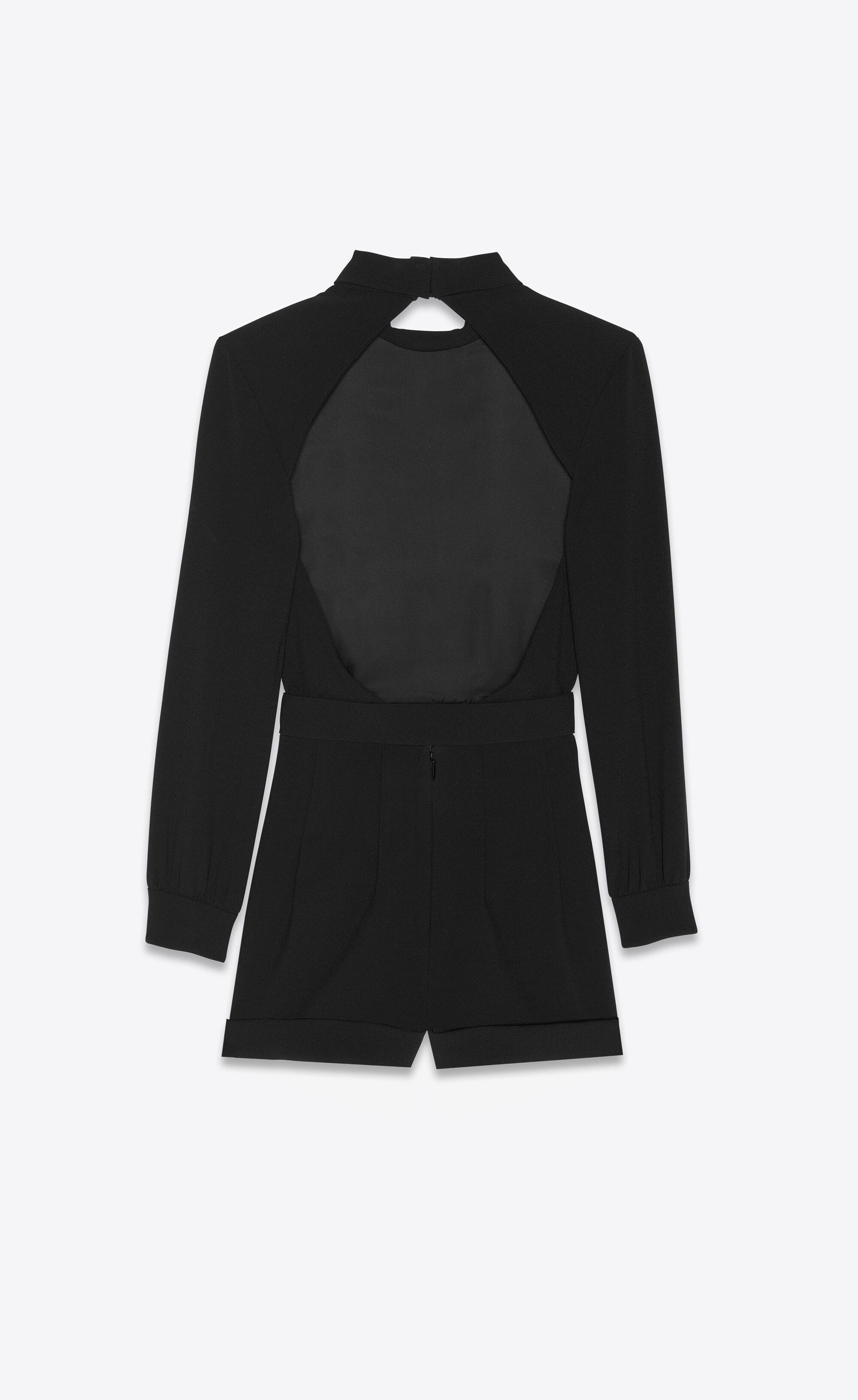 Saint Laurent Paris o1la1rc1a0425 686988 Backless Playsuit in Sablé in Black Size L / US 10 / IT 46 - 2 Thumbnail