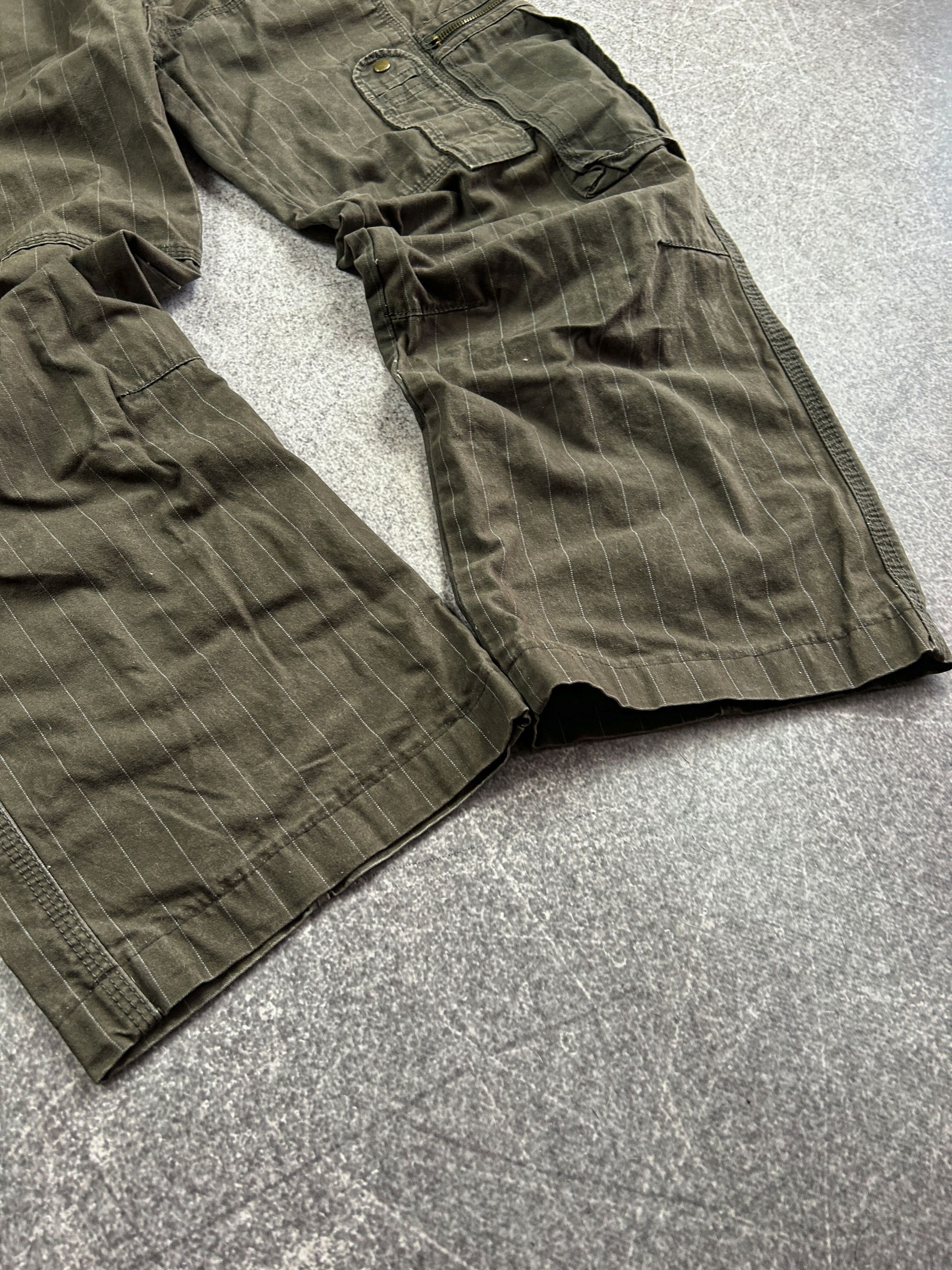 Japanese Brand Pinstripe Cargo Pants Utility Vintage Workwear Olive Size US 30 / EU 46 - 5 Thumbnail