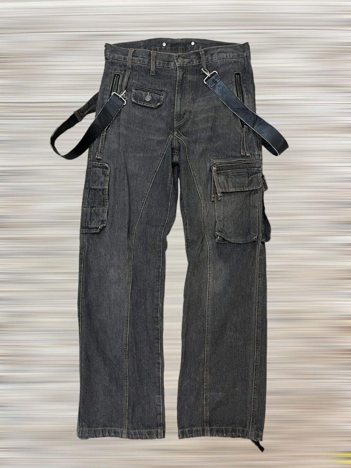 image of Archival Clothing x Avant Garde Ppfm Bondage Tactical Cargo Denim in Black (Size 33)