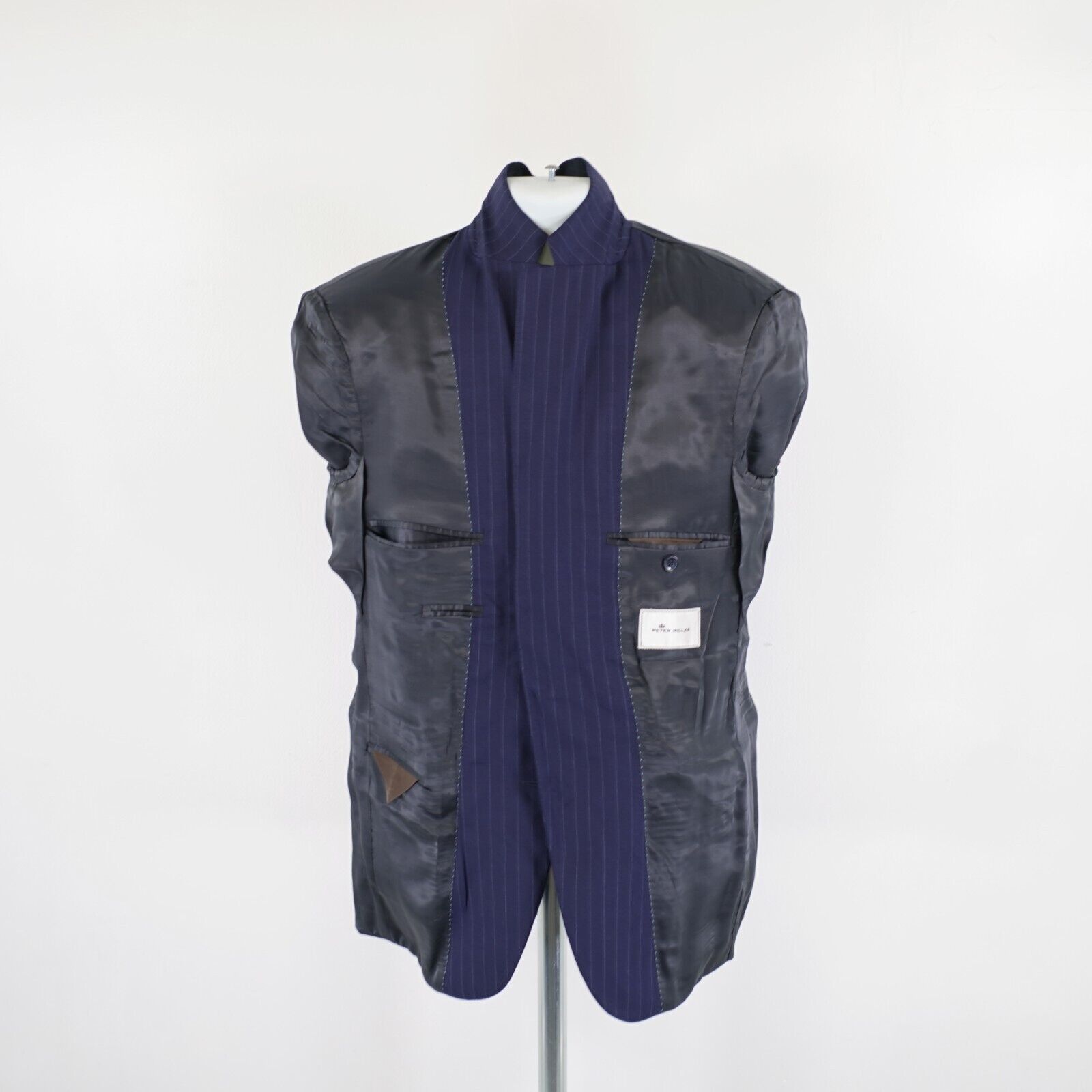 Peter Millar Peter Millar Blue Wool Striped Suit Jacket 38R 2 Button Tagg Size 38R - 10 Thumbnail