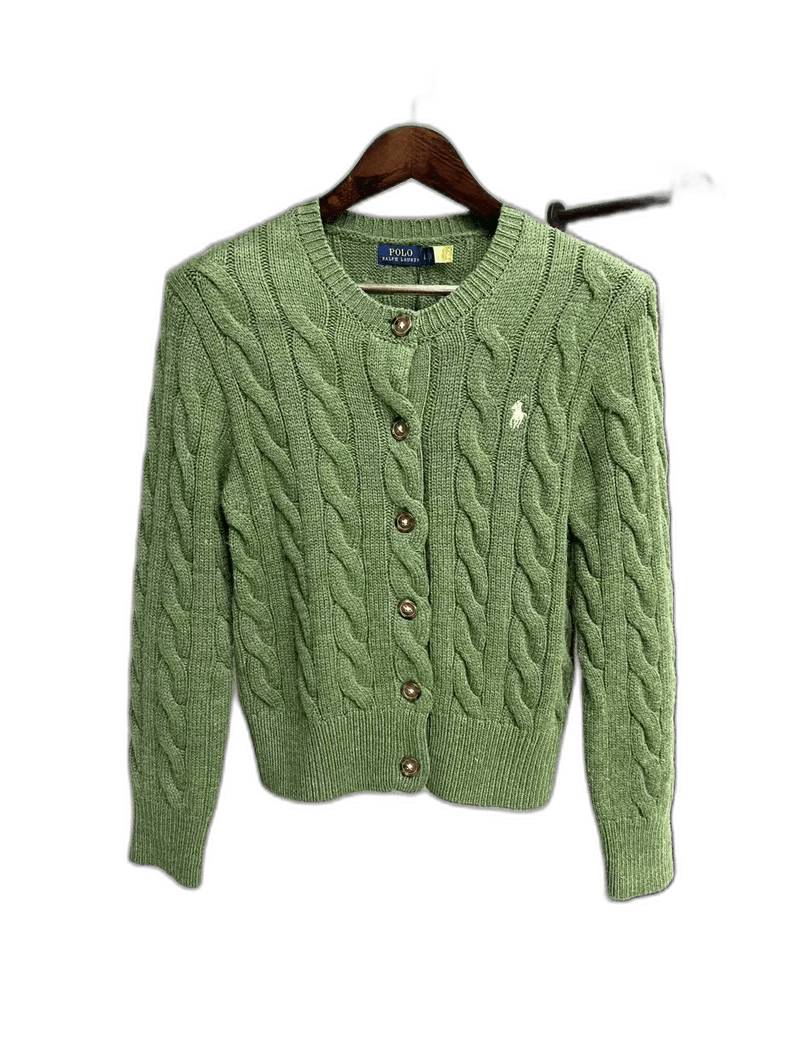 Ralph Lauren Ralph Lauren Green Cable Knit Cardigan Size US L / EU 52-54 / 3 - 1 Thumbnail